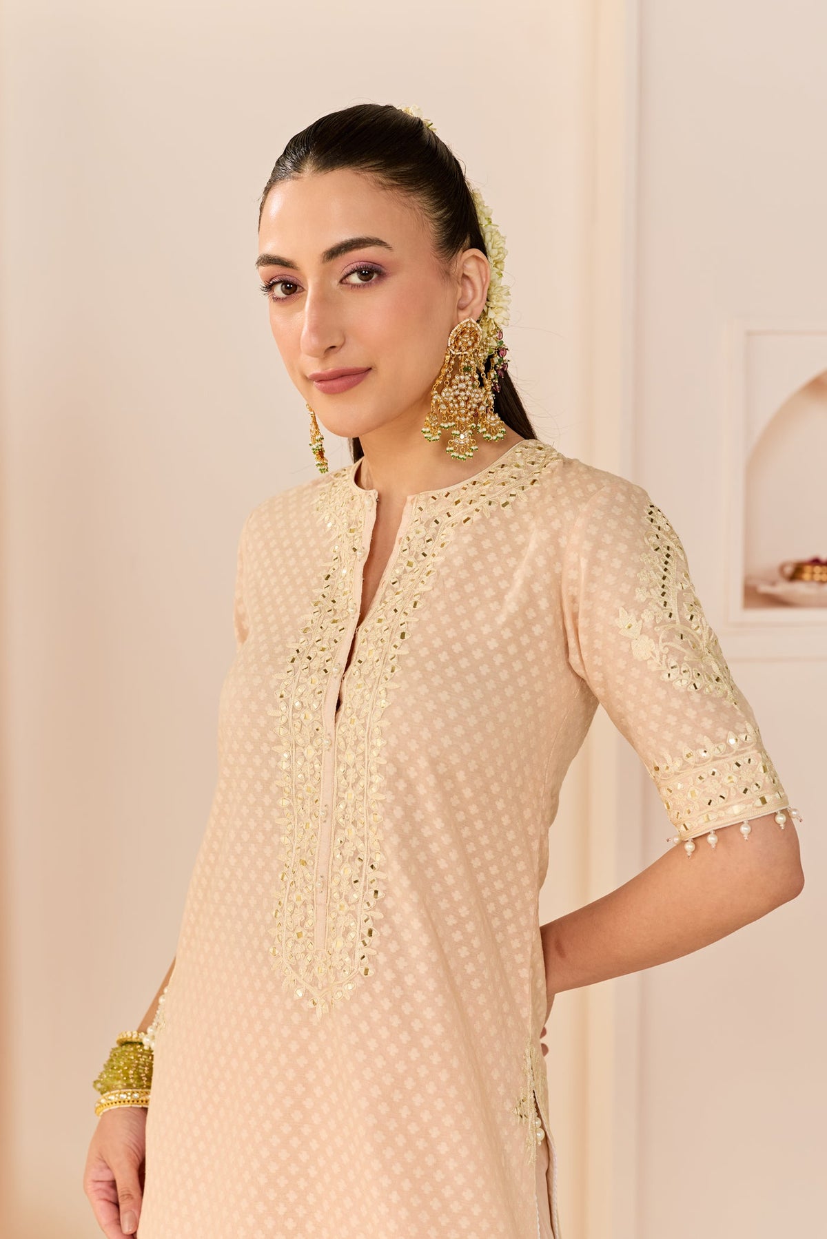 Anaisha - Carnation Pink Short Kurta With Farshi Salwar