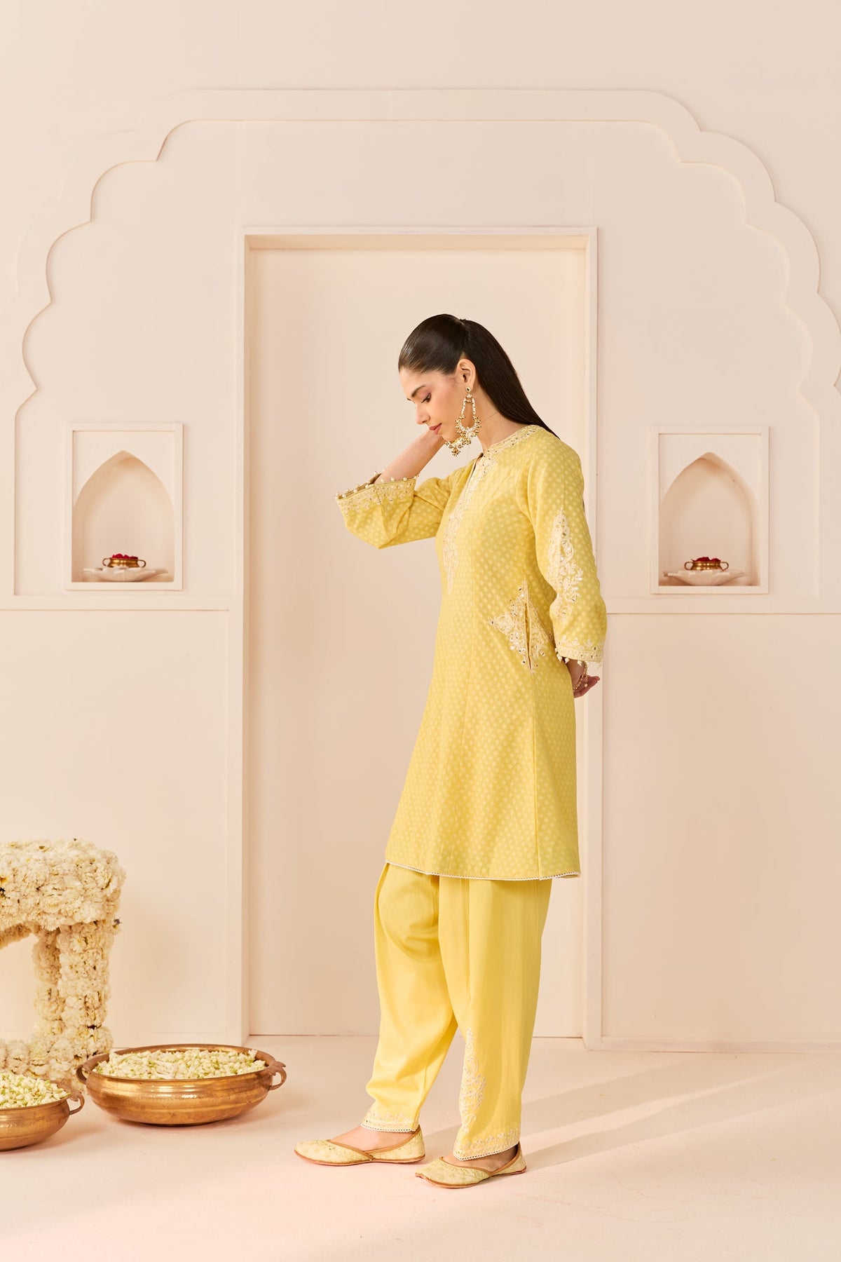 Reem - Lemon Yellow Short Choga With Dogri Salwar (LXRTS)