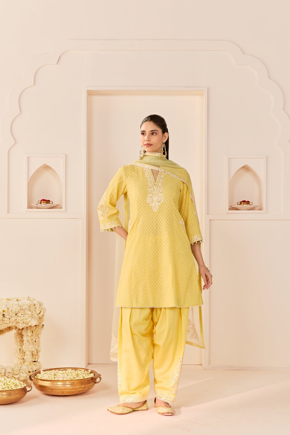 Reem - Lemon Yellow Short Choga With Dogri Salwar (LXRTS)