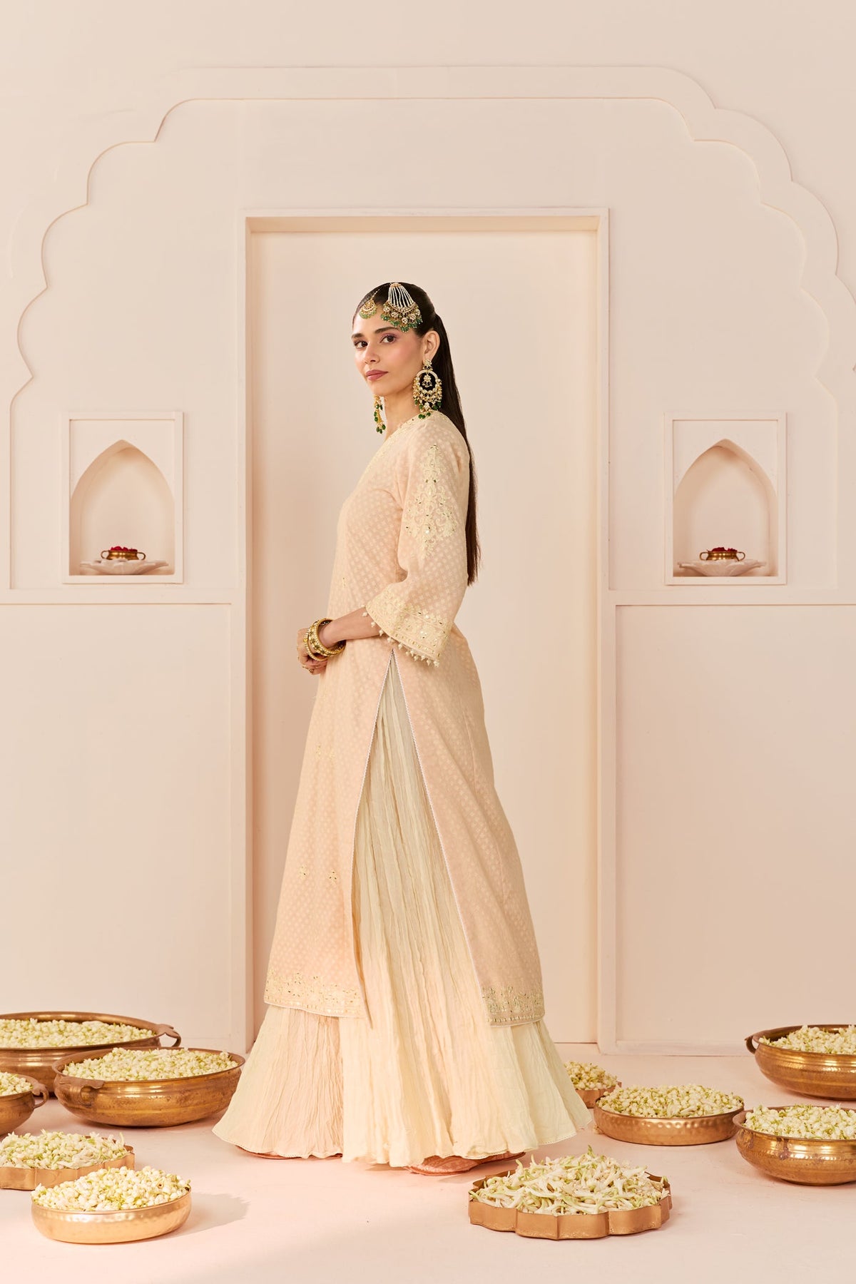Ruhani - Carnation Pink Long Kurta With Skirt And Dupatta (LXRTS)