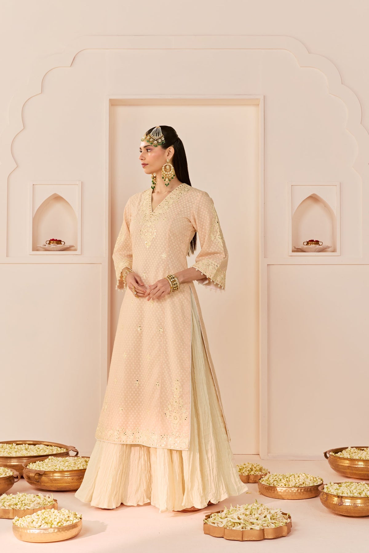 Ruhani - Carnation Pink Long Kurta With Skirt And Dupatta (LXRTS)