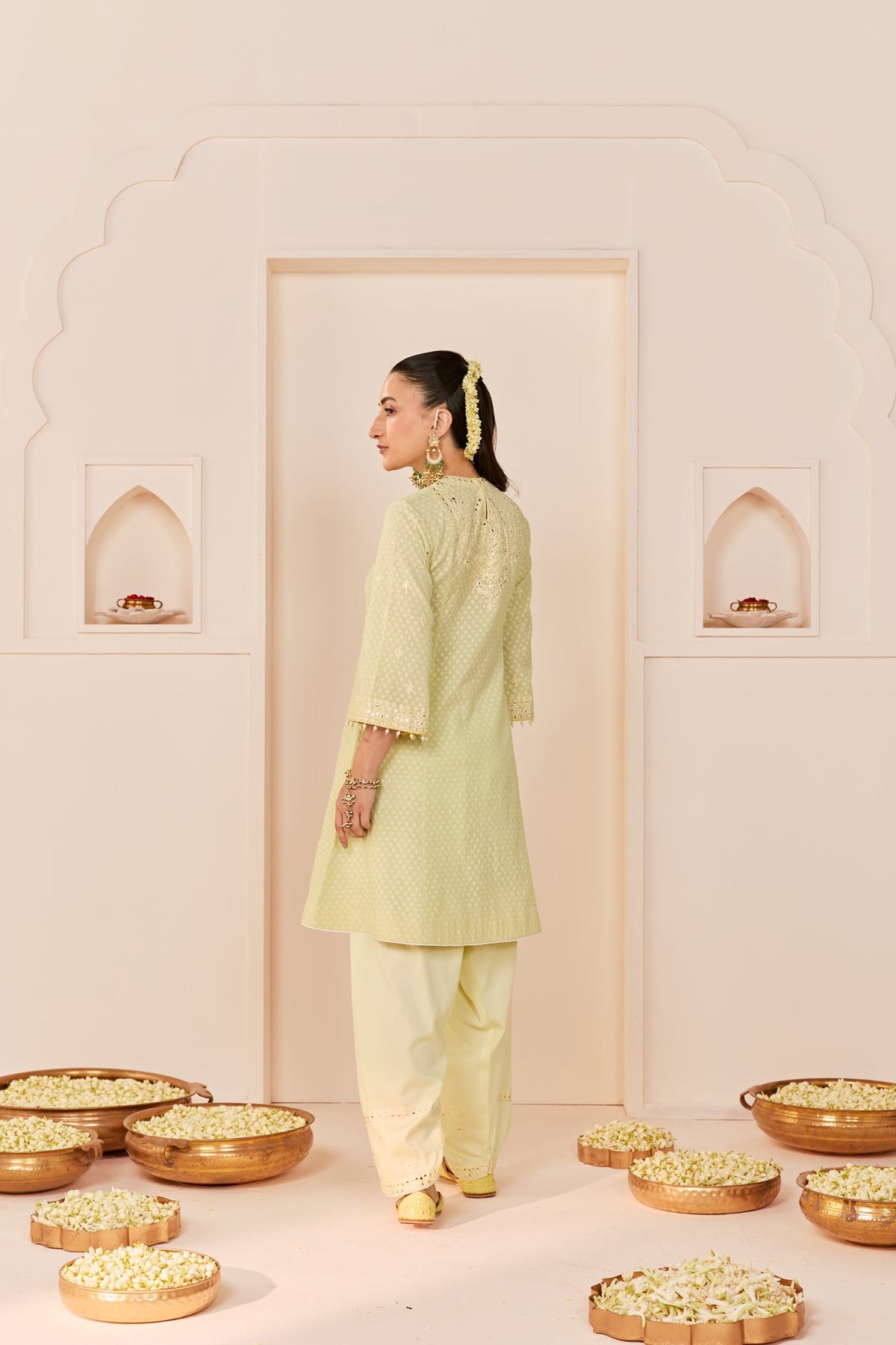 Nida - Mint Green Short Choga With Farshi Salwar