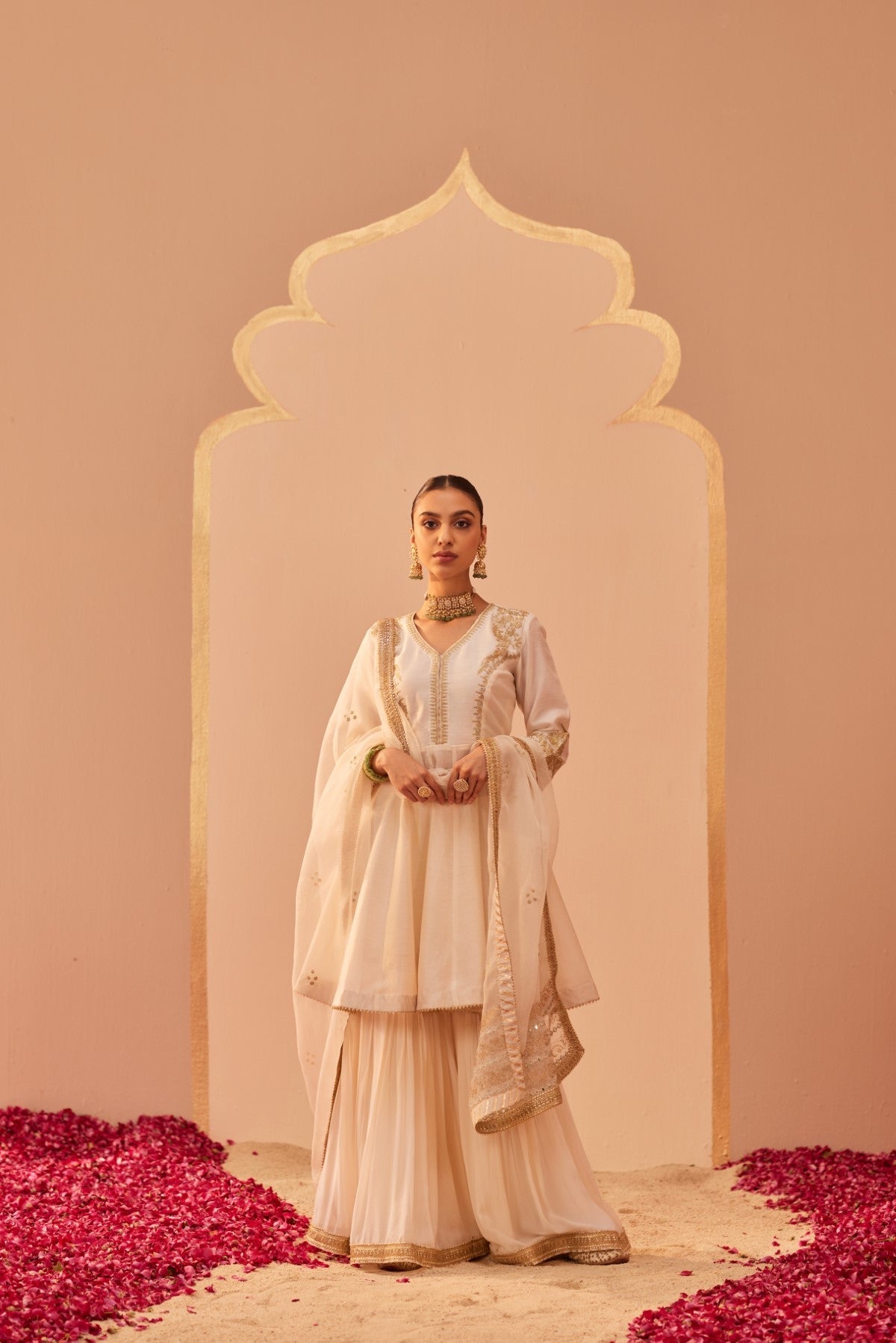 Monica Gupta In Fatima - Daisy Ivory Peplum Garara Set