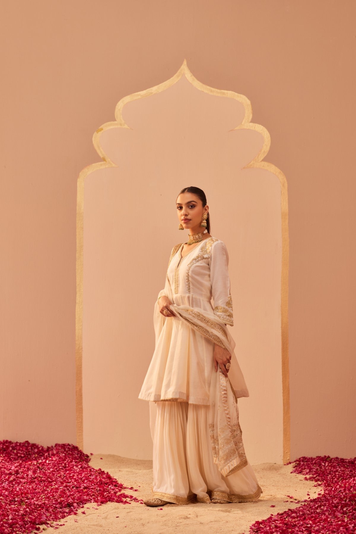 Monica Gupta In Fatima - Daisy Ivory Peplum Garara Set