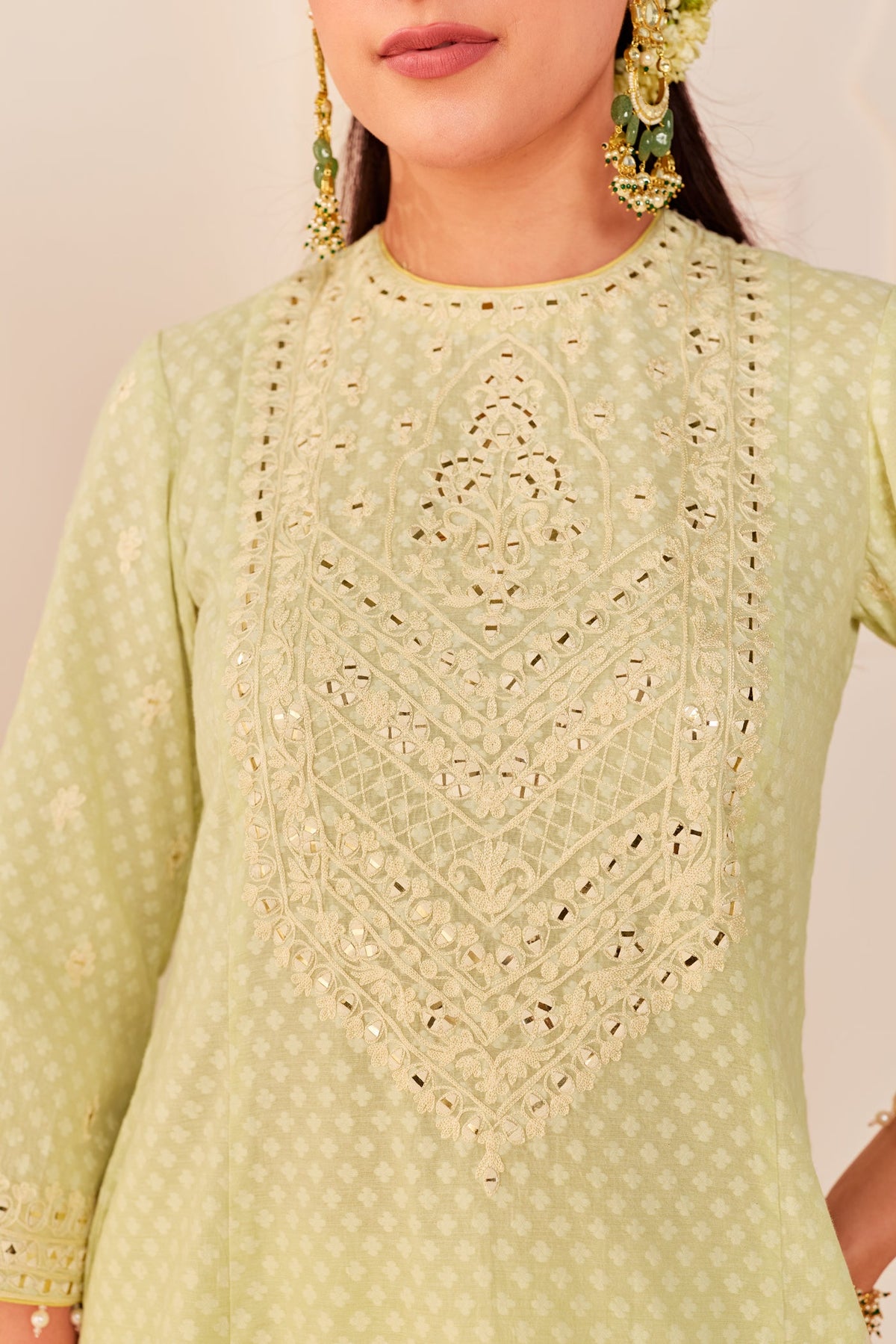 Aishani Maini In Nida - Mint Green Short Choga With Farshi Salwar