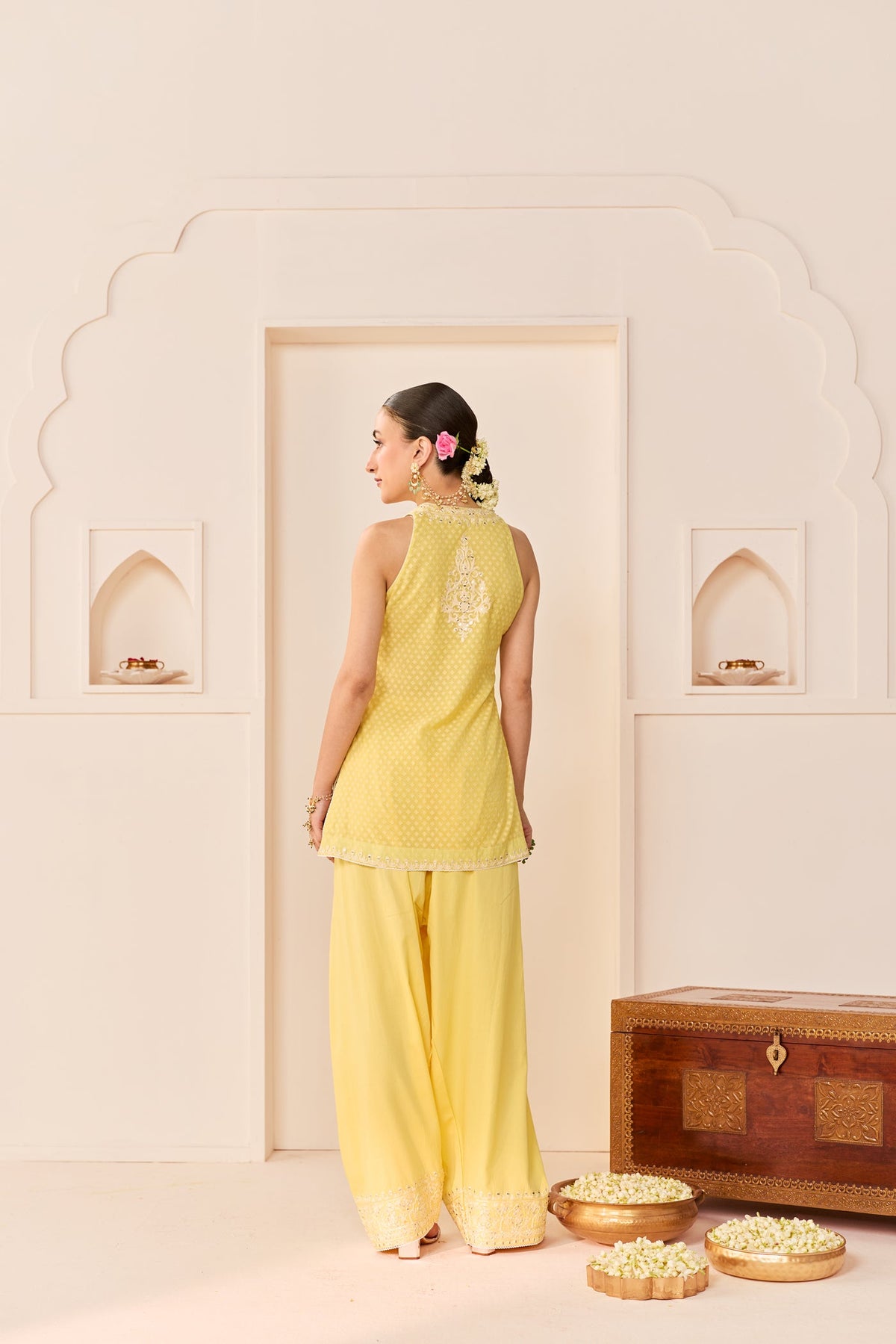 Miral - Lemon Yellow Short Kurta With Farsi Salwar (LXRTS)