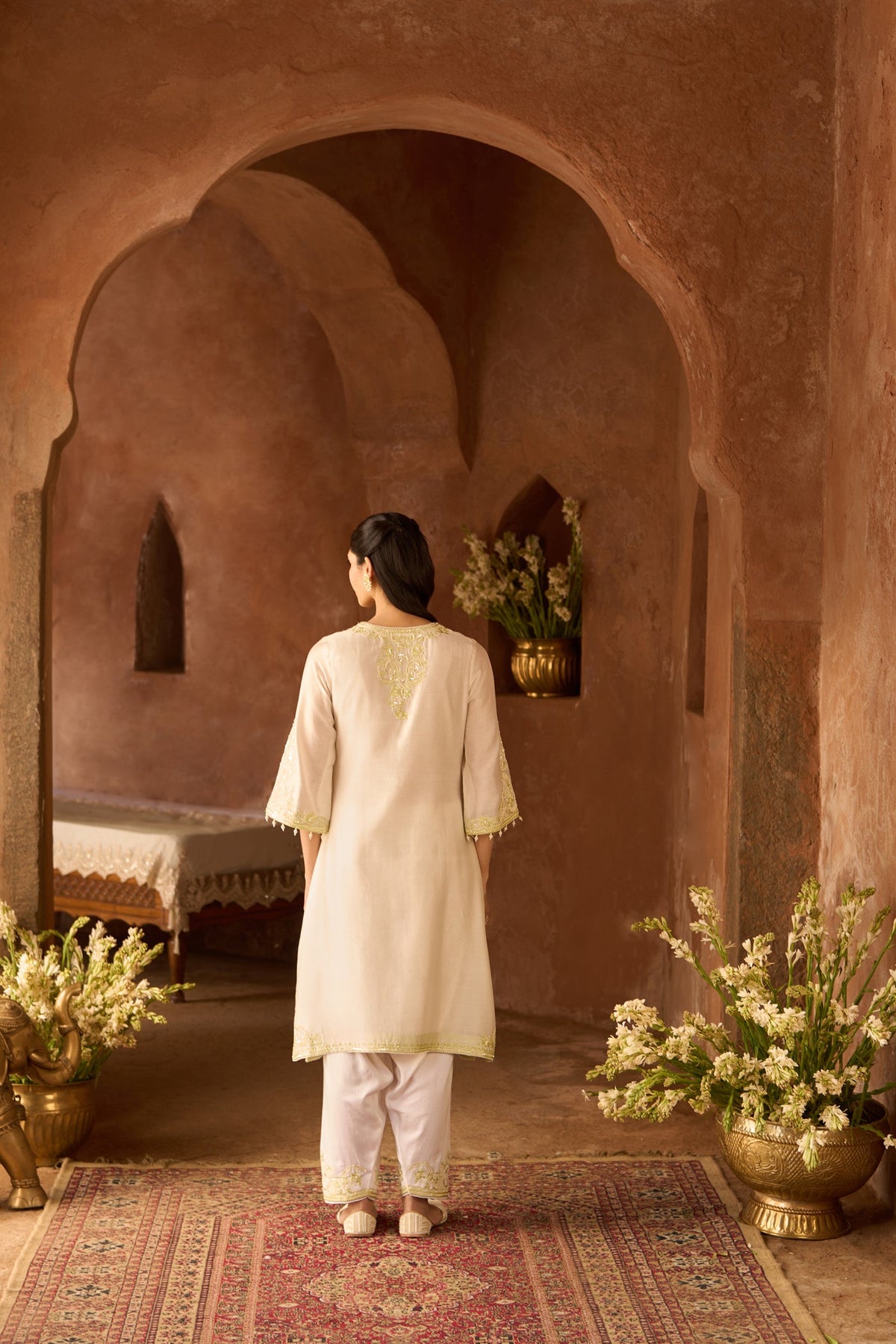 HANI - DAISY IVORY WITH MINT GREEN A-LINE KURTA WITH SALWAR AND DUPATTA (LXRTS)