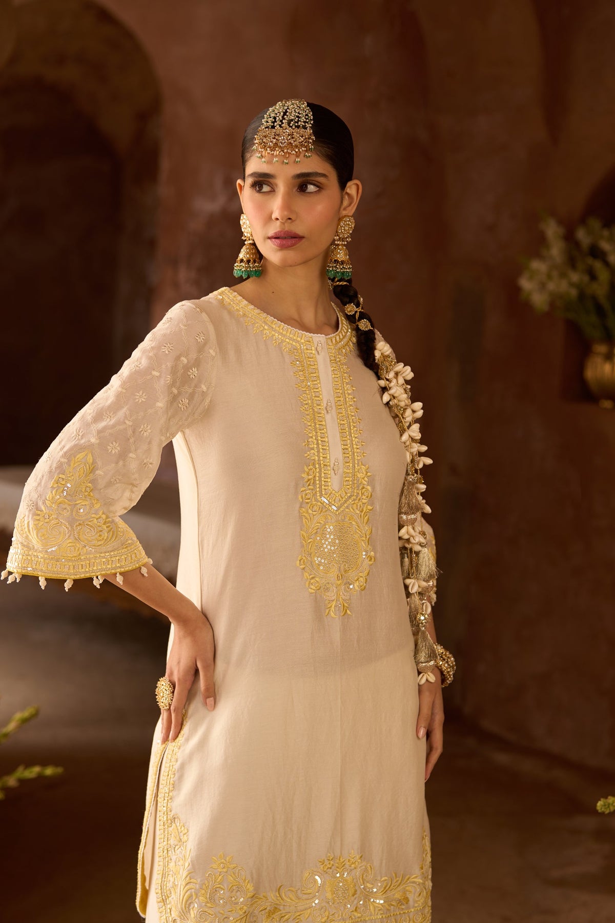 RUHI - DAISY IVORY WITH LEMON YELLOW SHORT KURTA AND DHOTI (LXRTS)