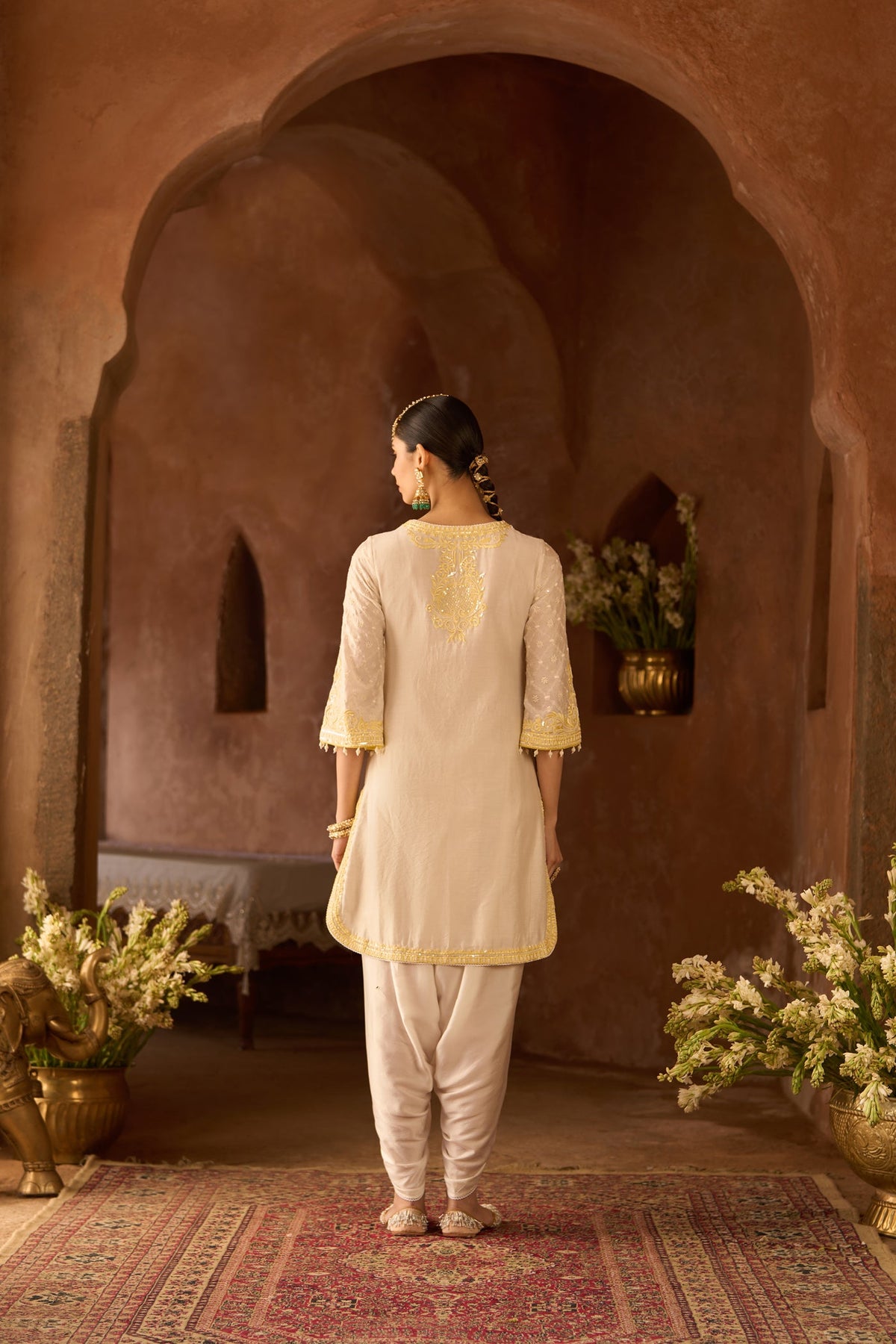 RUHI - DAISY IVORY WITH LEMON YELLOW SHORT KURTA AND DHOTI (LXRTS)