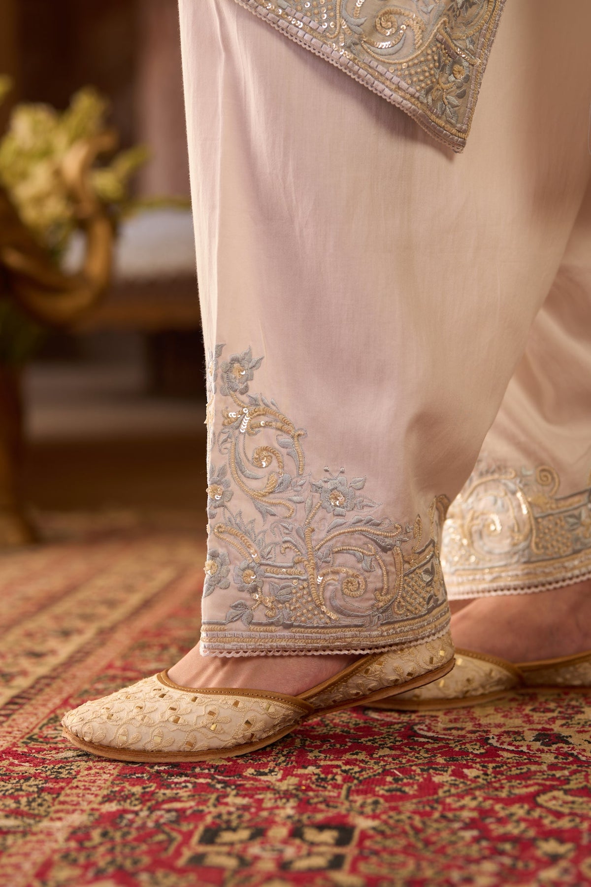 HANI - DAISY IVORY WITH BLUE A-LINE KURTA WITH SALWAR AND DUPATTA (LXRTS)