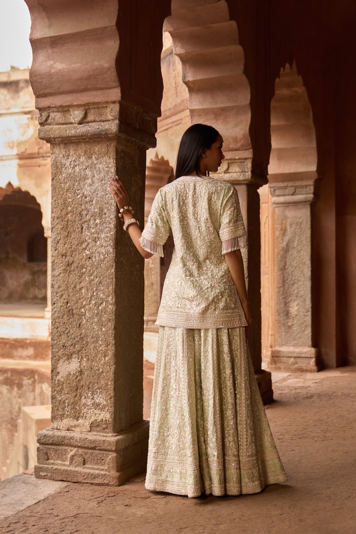 Mehal Kejriwal In HEER - MINT GREEN SHORT KURTA WITH SHARARA AND DUPATTA