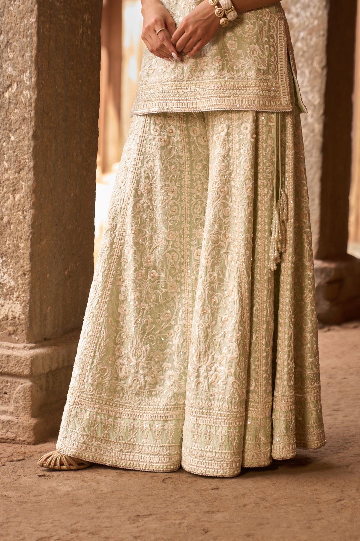 Mehal Kejriwal In HEER - MINT GREEN SHORT KURTA WITH SHARARA AND DUPATTA