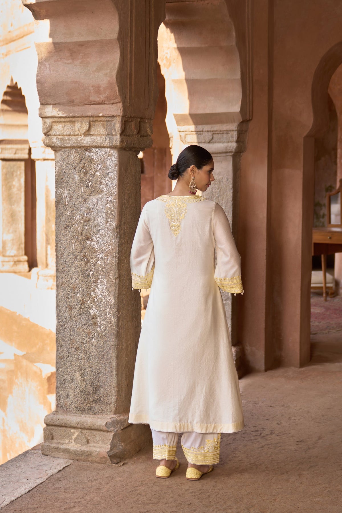 Tarini Kalingarayar in SAHABAT - DAISY IVORY WITH LEMON YELLOW KAAFTAN WITH SALWAR