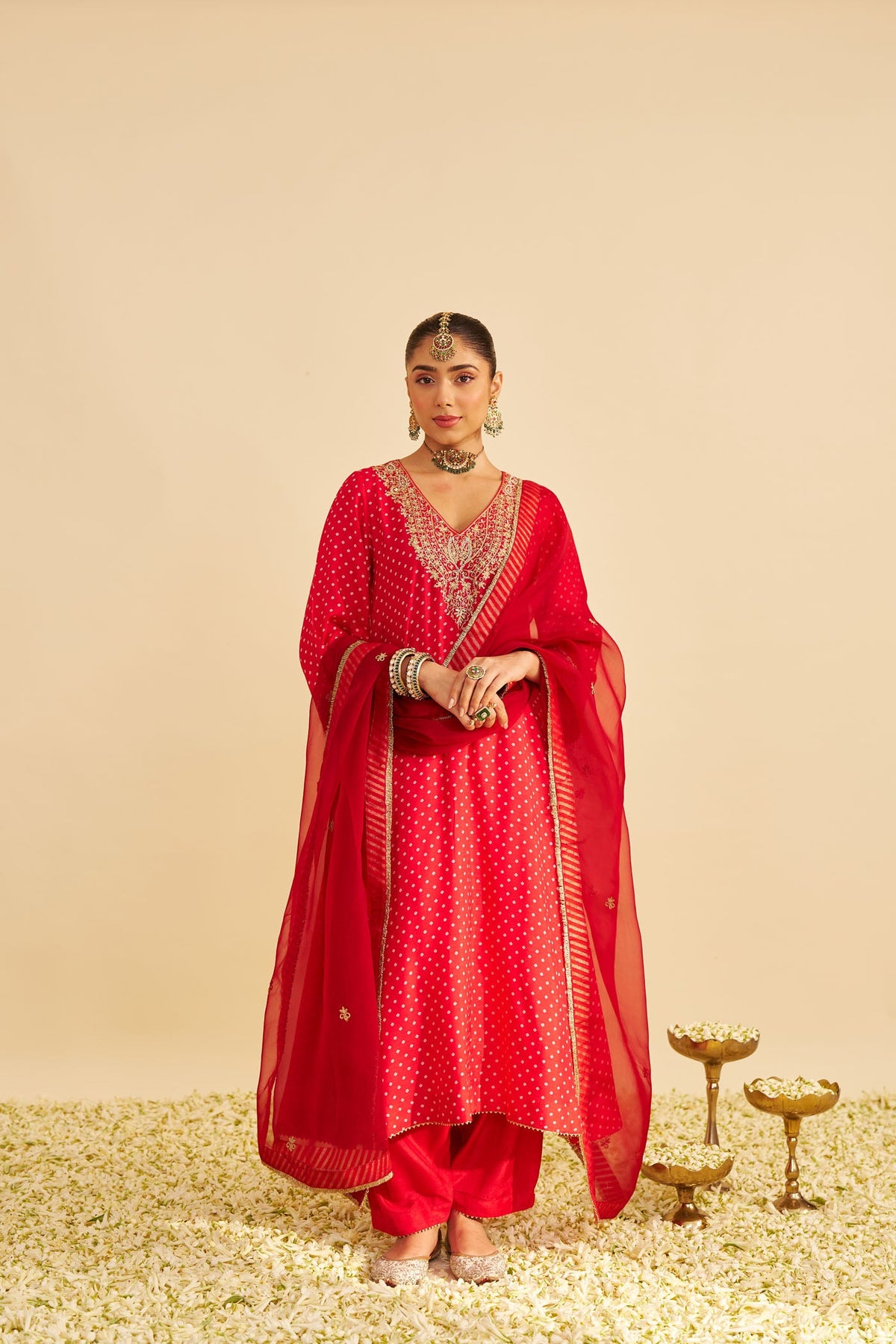 ZALIYAH - RED LONG CHAUGA WITH SALWAR (LXRTS)