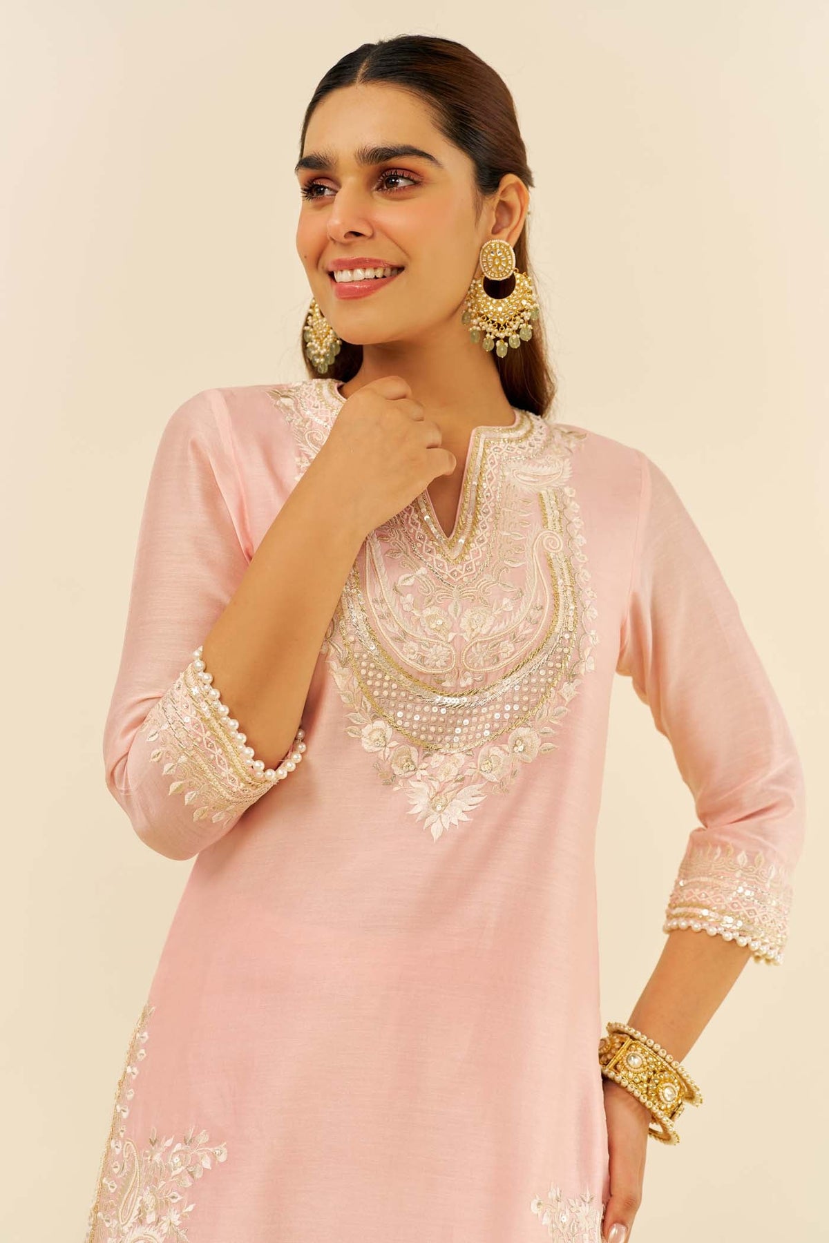 Aamna Sharif in Sara - Blush Pink Short Kurta With Salwar