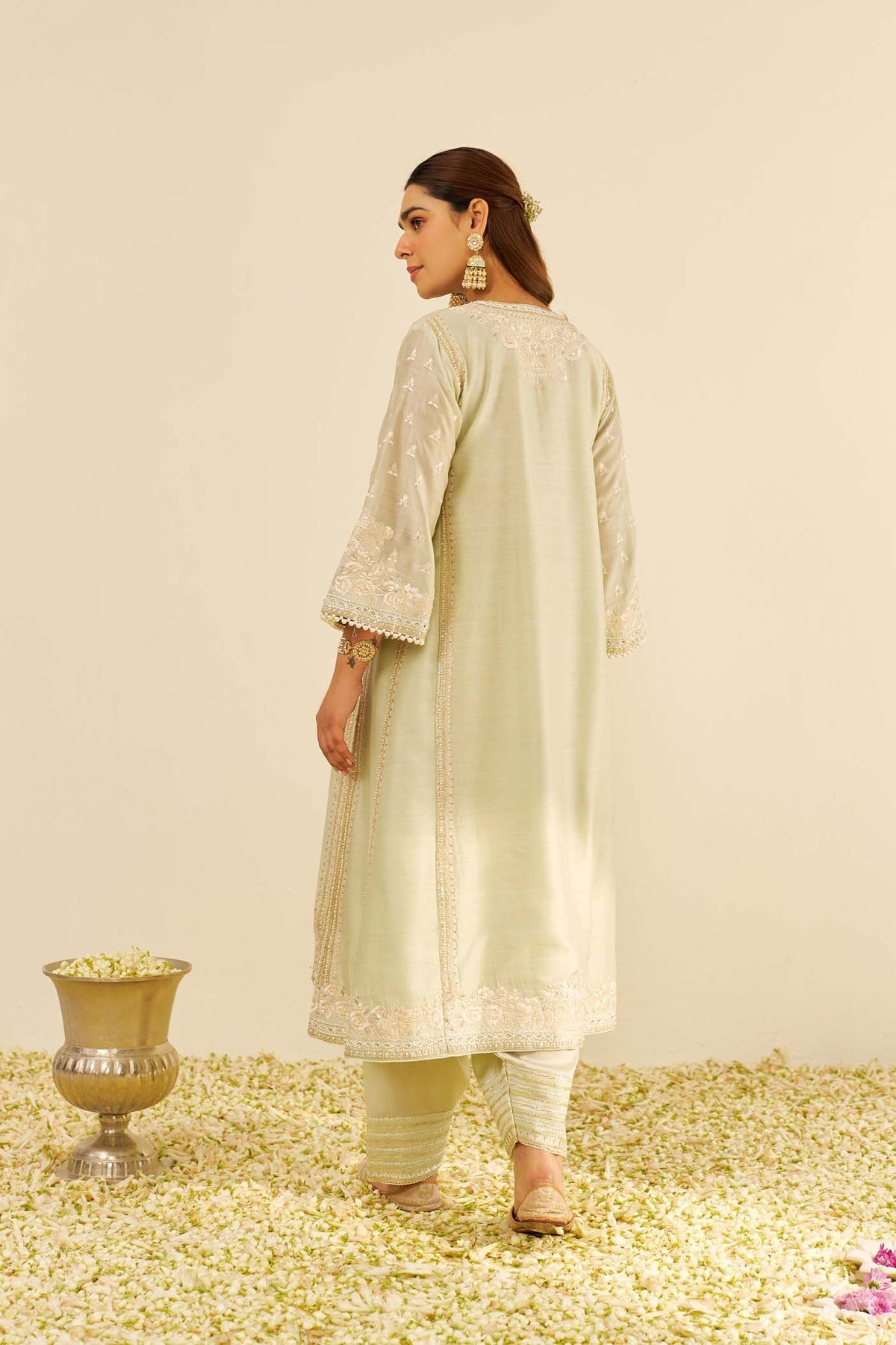 MAAROOFA - Mint Green LONG CHAUGA WITH SALWAR