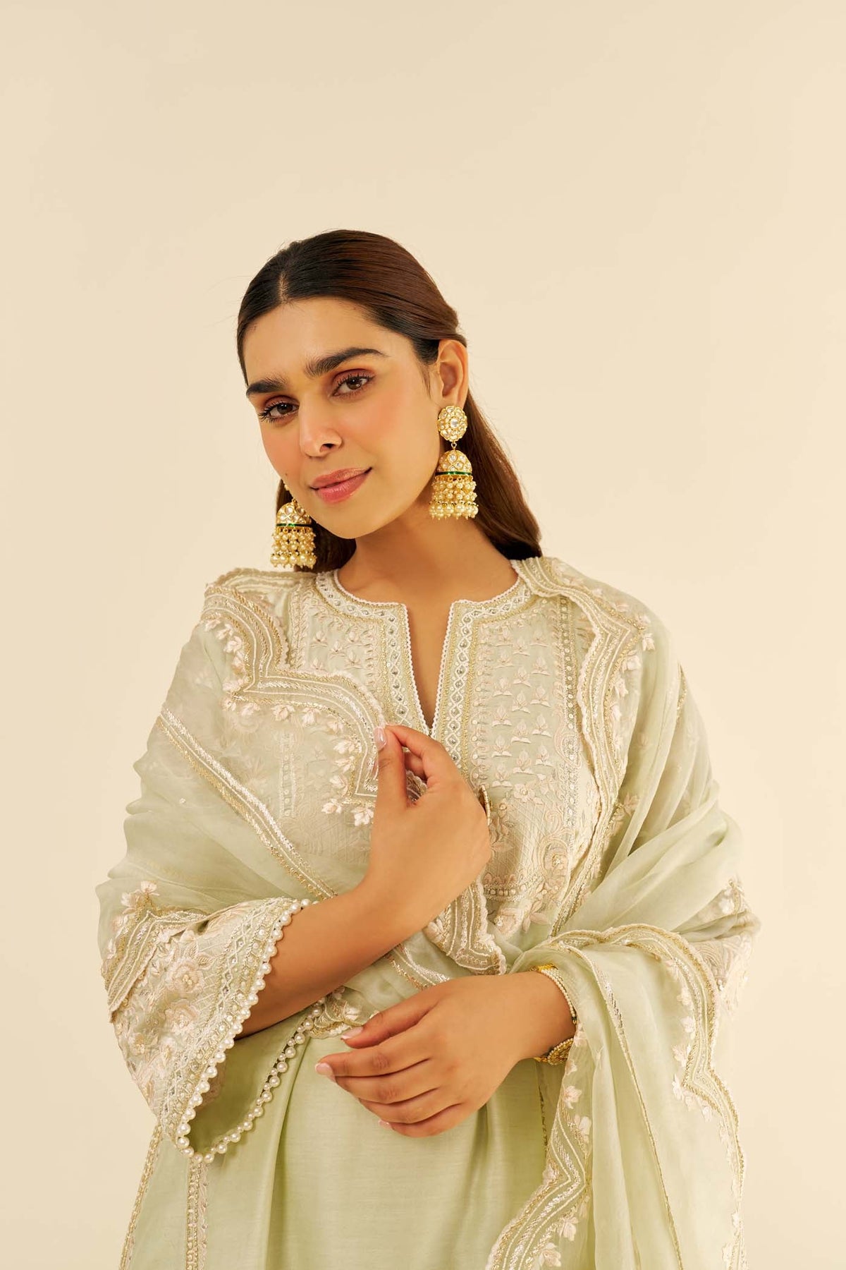 MAAROOFA - Mint Green LONG CHAUGA WITH SALWAR