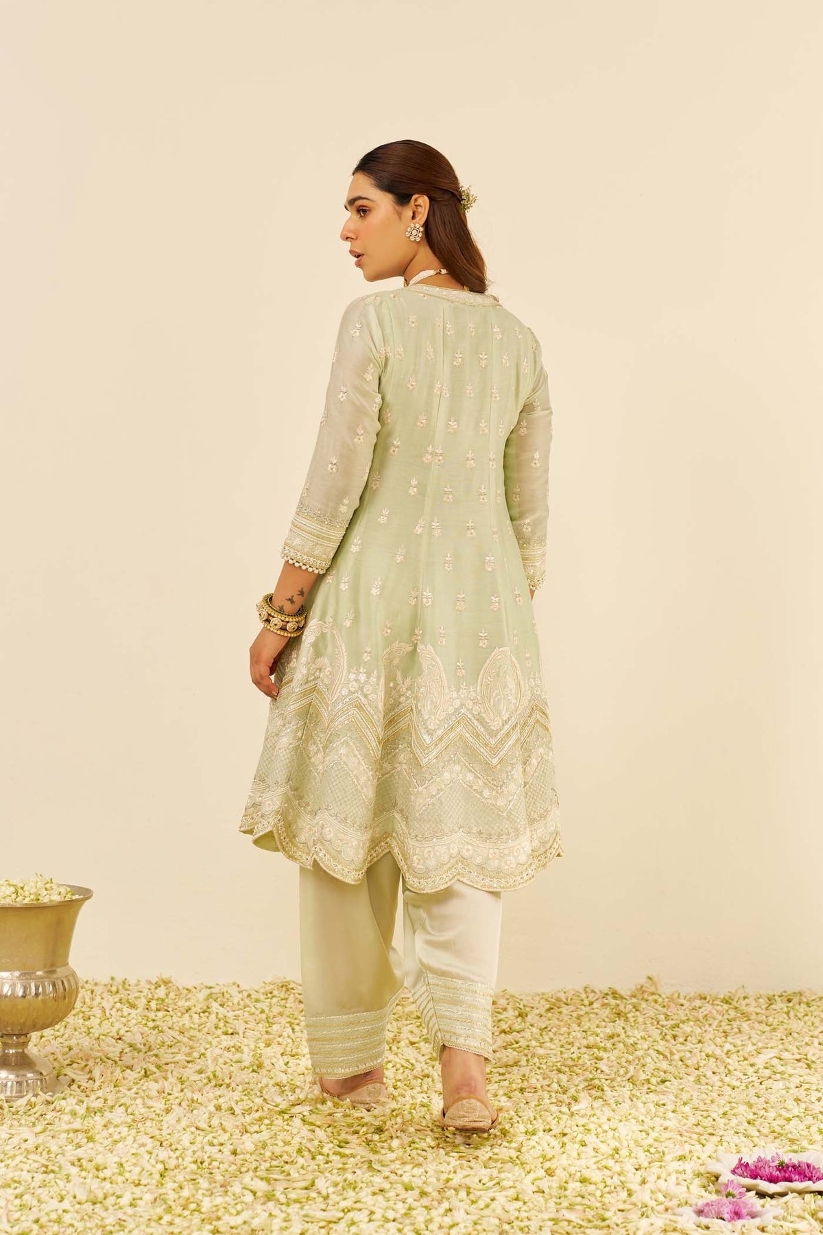 MEERAM - Mint Green SHORT ANARKALI WITH SALWAR