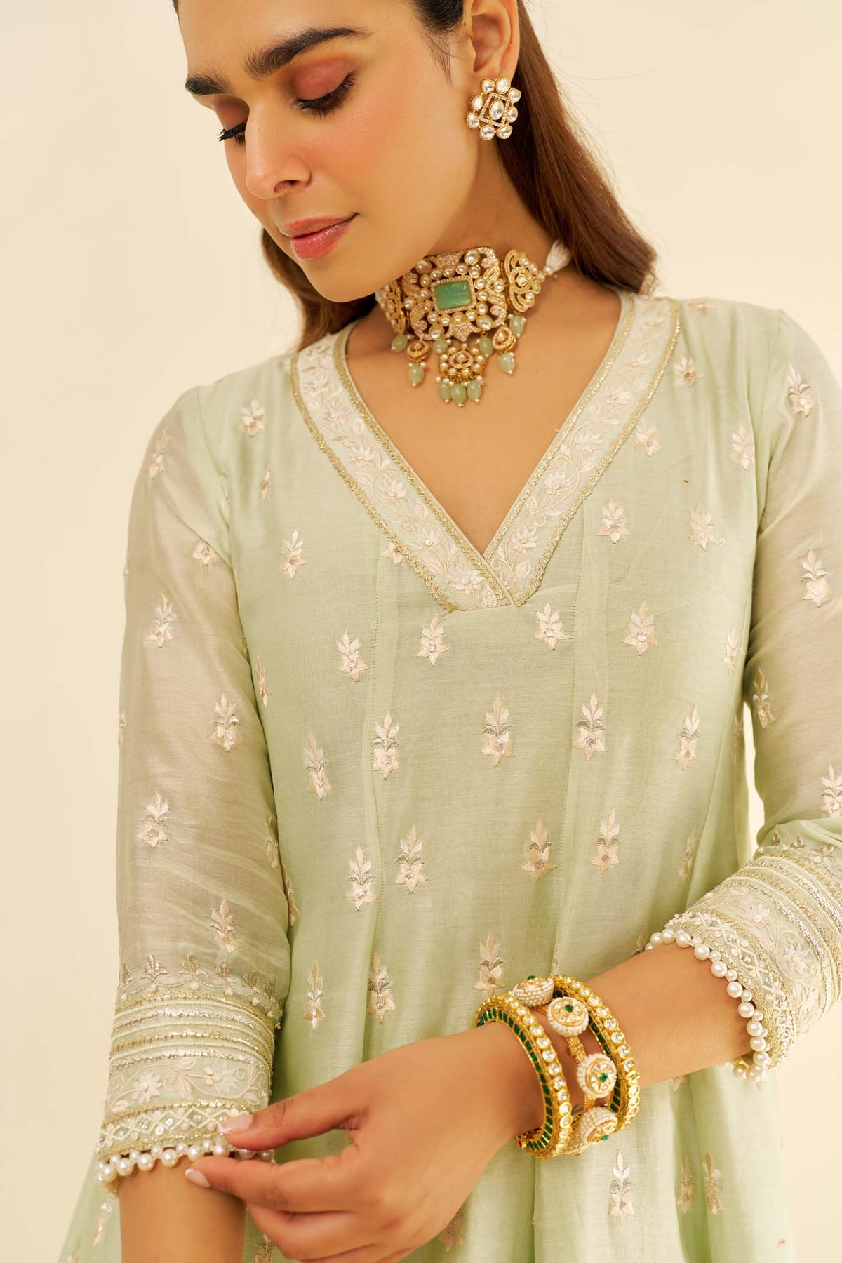MEERAM - Mint Green SHORT ANARKALI WITH SALWAR