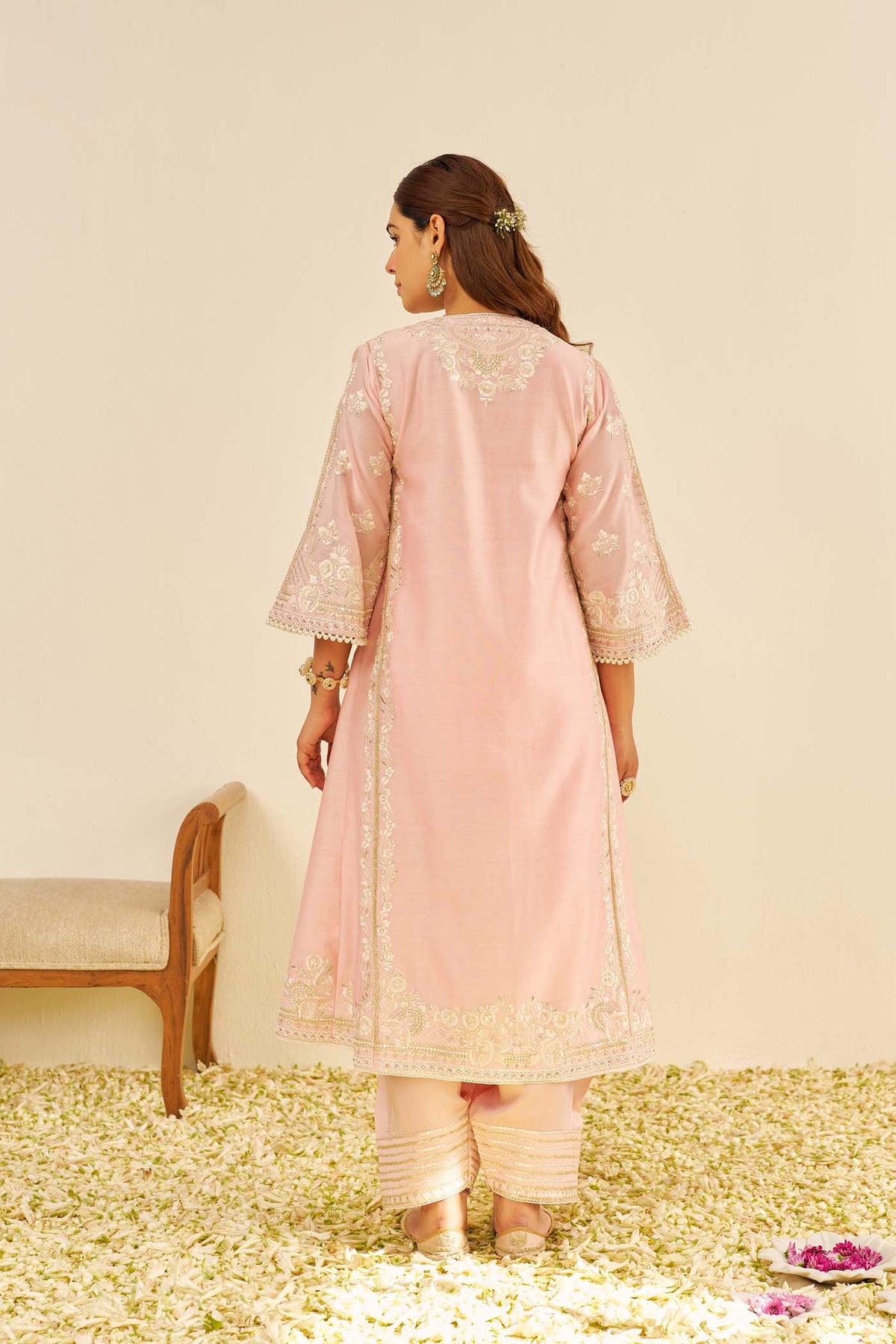 Maziya - Blush Pink Long Chauga With Salwar