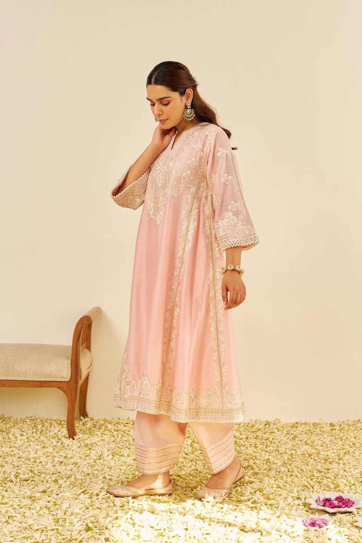 Maziya - Blush Pink Long Chauga With Salwar