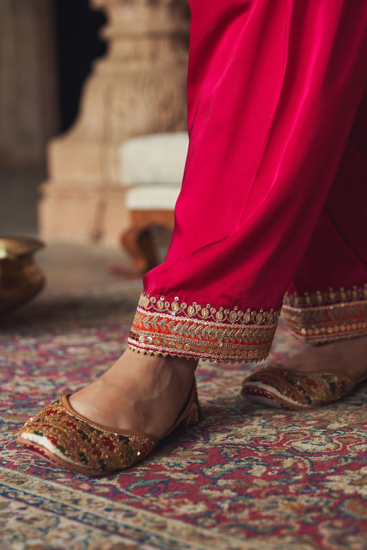 MEHWISH - Rani Hotpink SHORT KURTA WITH SALWAR AND DUPATTA