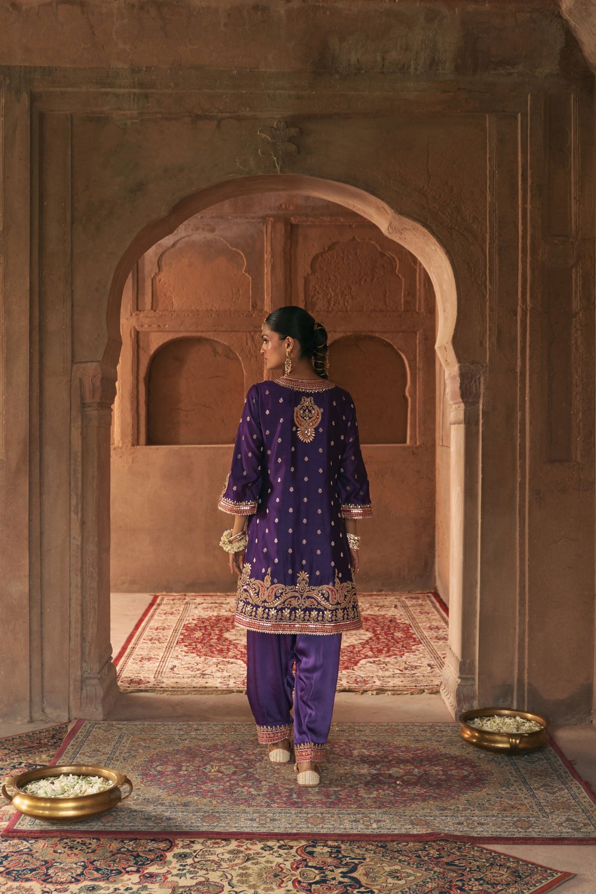 FARHANA - DEEP PURPLE SHORT KURTA WITH SALWAR AND DUPATTA