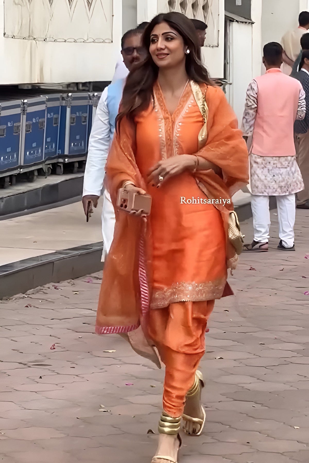 Shilpa Shetty In Faheeda - Tangerine Orange Kurta Set