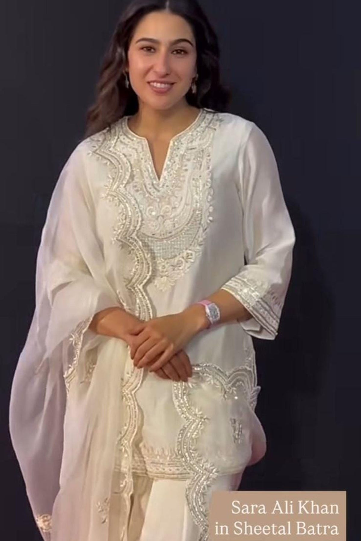 Sara Ali Khan in Sara - Daisy Ivory Short Kurta With Salwar
