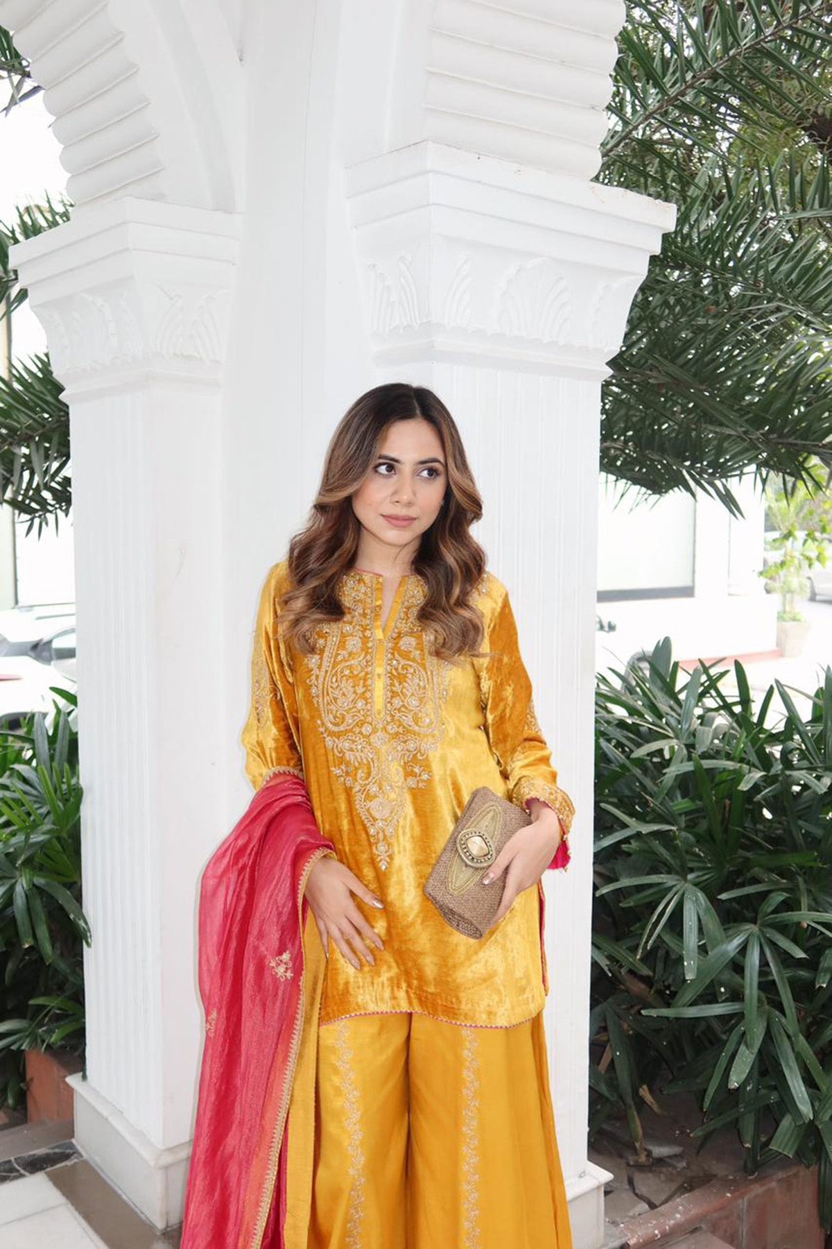 Arpita Gupta In Aroob - Silk Velvet Heirloom Mustard Kurta with Sharara and Dupatta