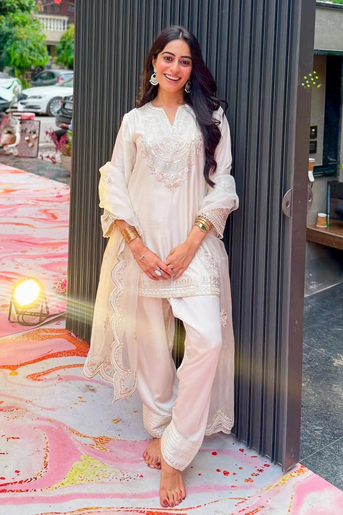 Nikita Chawla in Sara- Daisy Ivory Short Kurta With Salwar