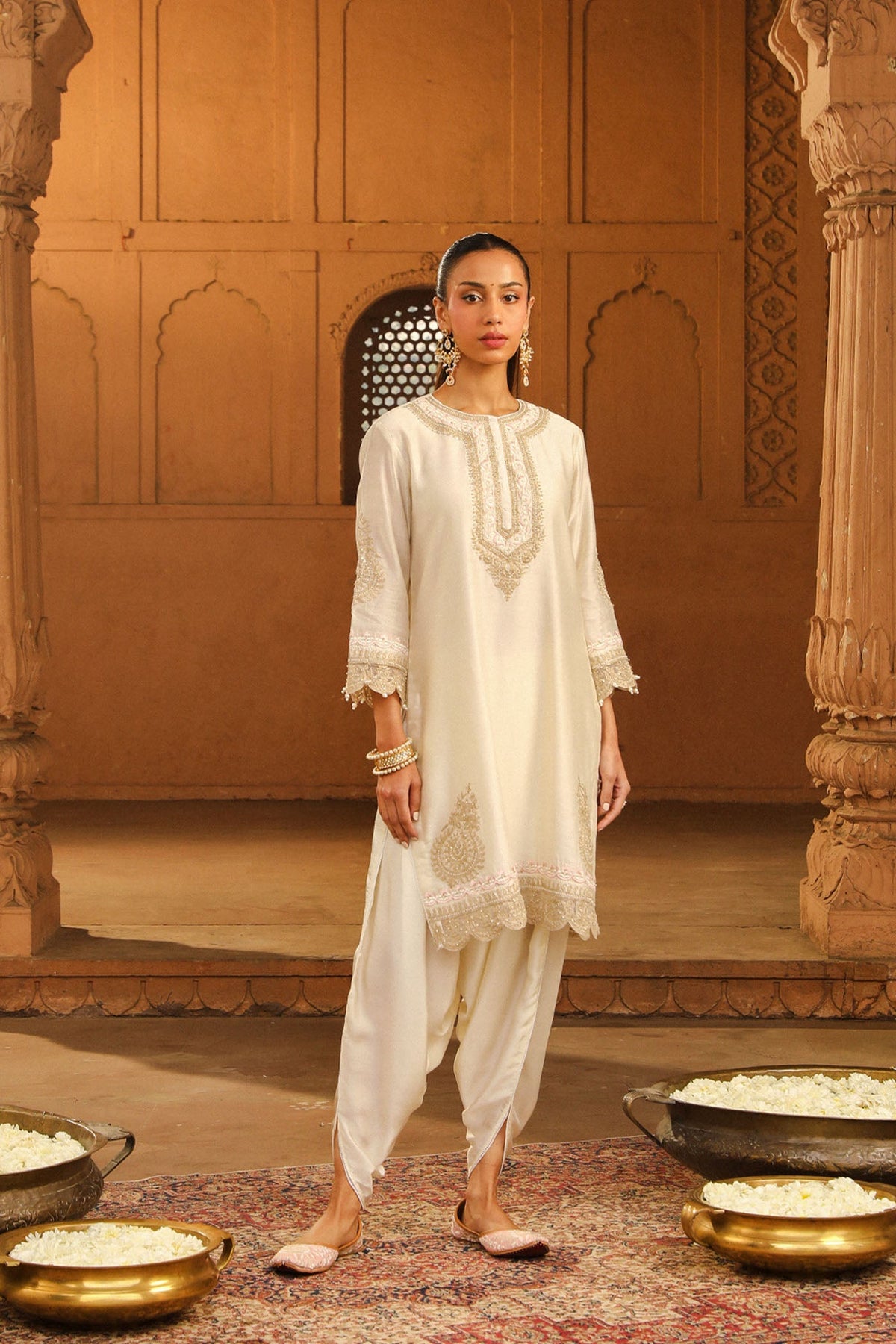 Anika- Daisy Ivory kurta with Dhoti (LXRTS)
