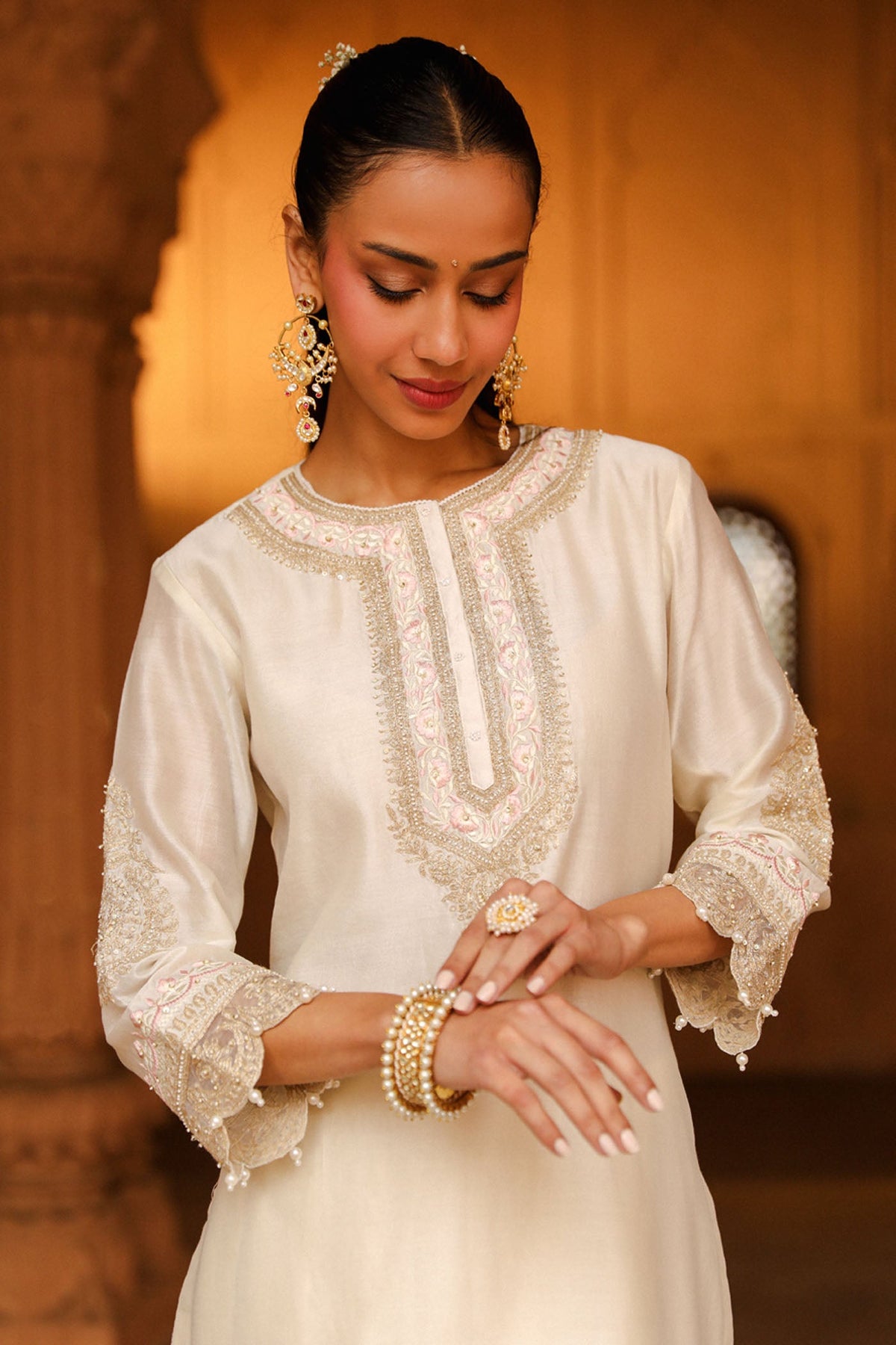 Anika- Daisy Ivory kurta with Dhoti (LXRTS)