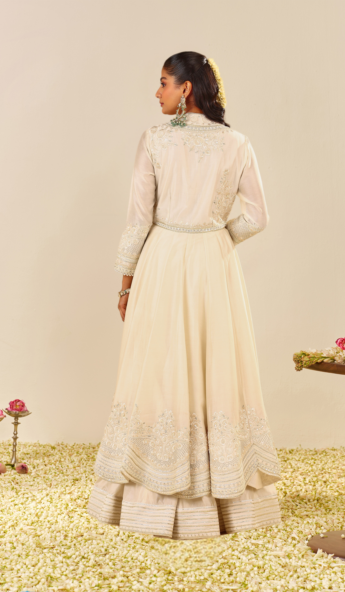 Ameena - Daisy Ivory Long Anarkali With Skirt (LXRTS)