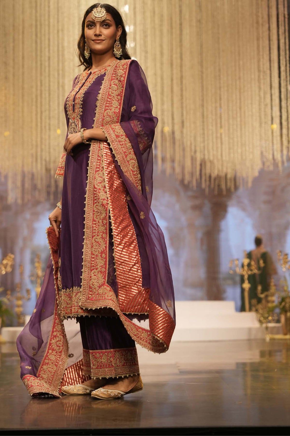 Maisha - Deep Purple Long A-line Kurta with Palazzo (Lxrts)