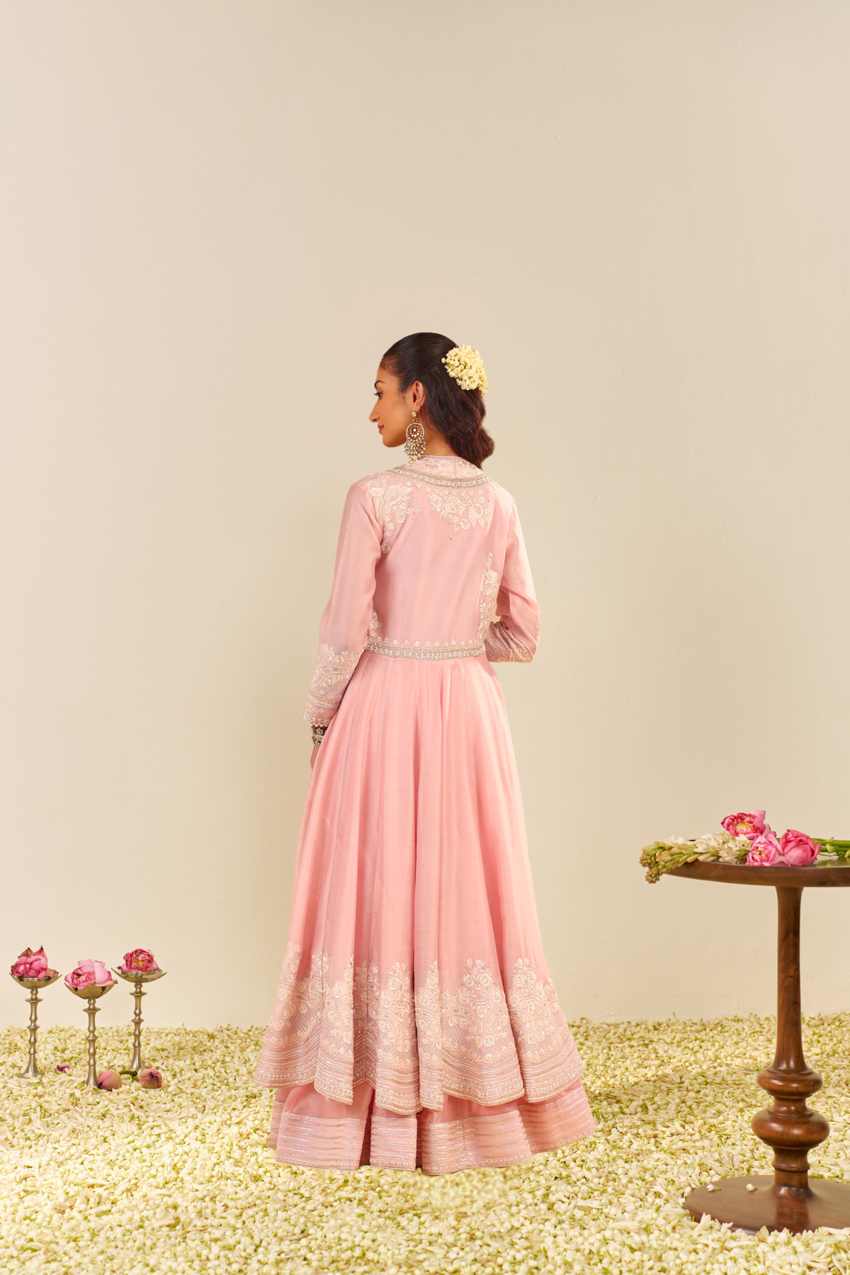 Ameena- Pink Long Anarkali With Skirt
