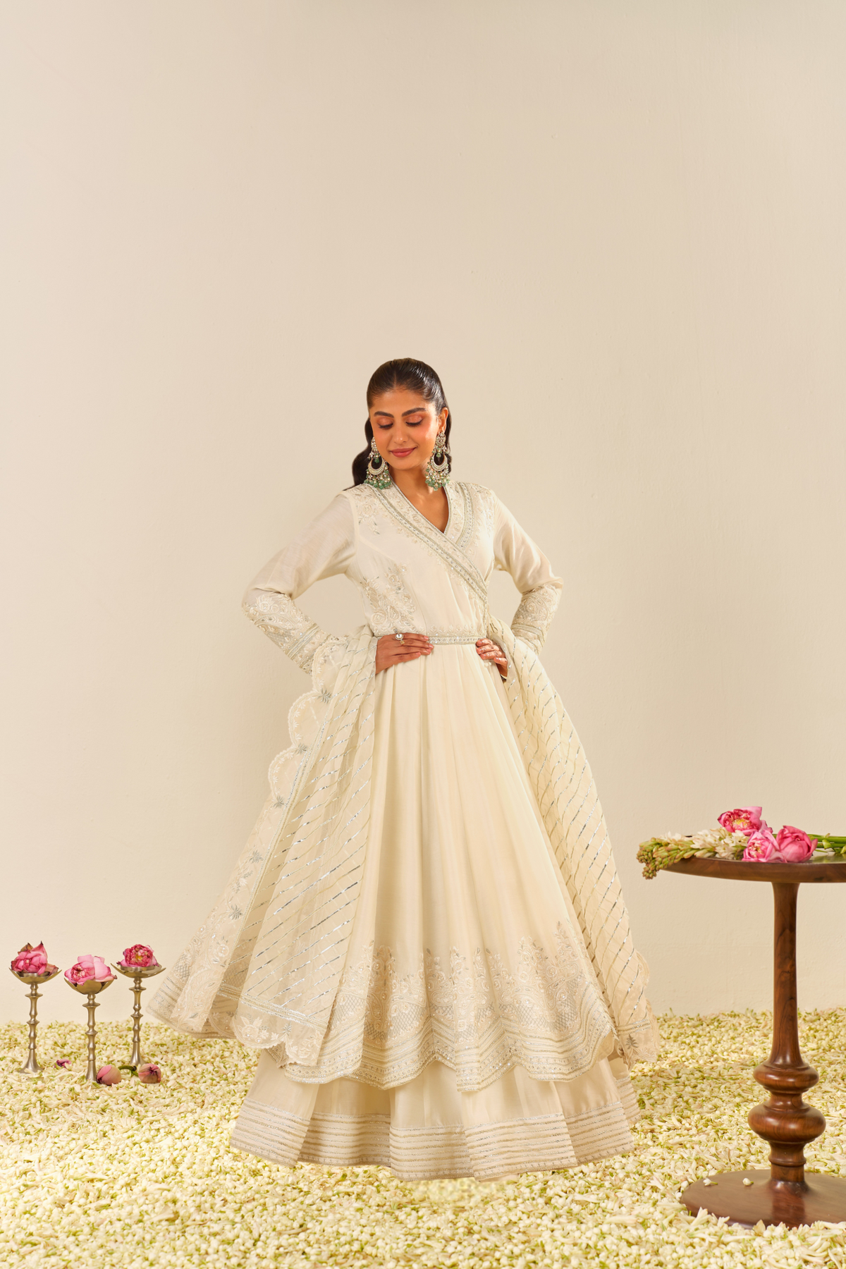 Huma Qureshi In Ameena - Daisy Ivory Long Anarkali With Skirt