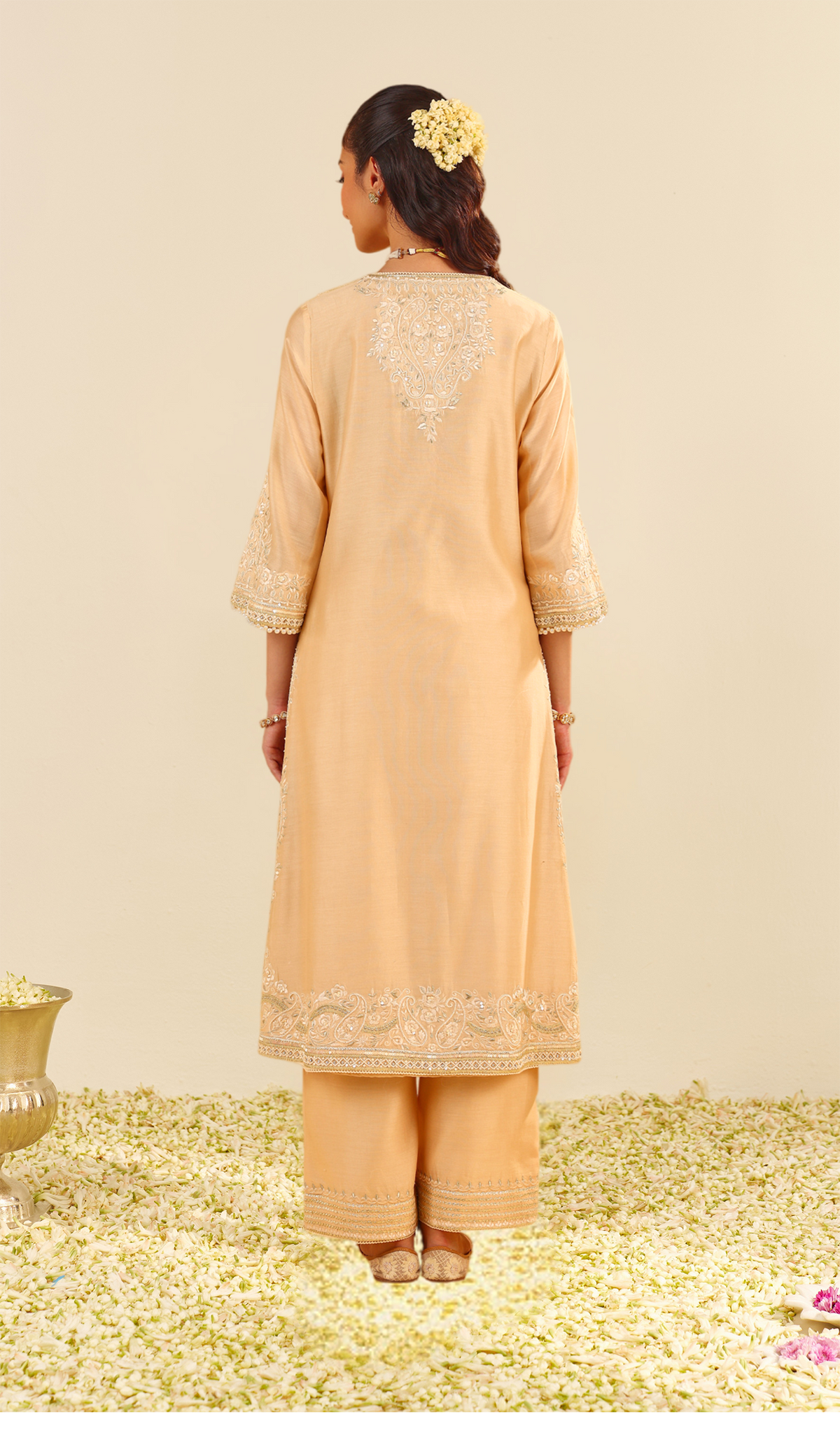 Sereen - Beige A-Line Kurta With Palazzo (LXRTS)