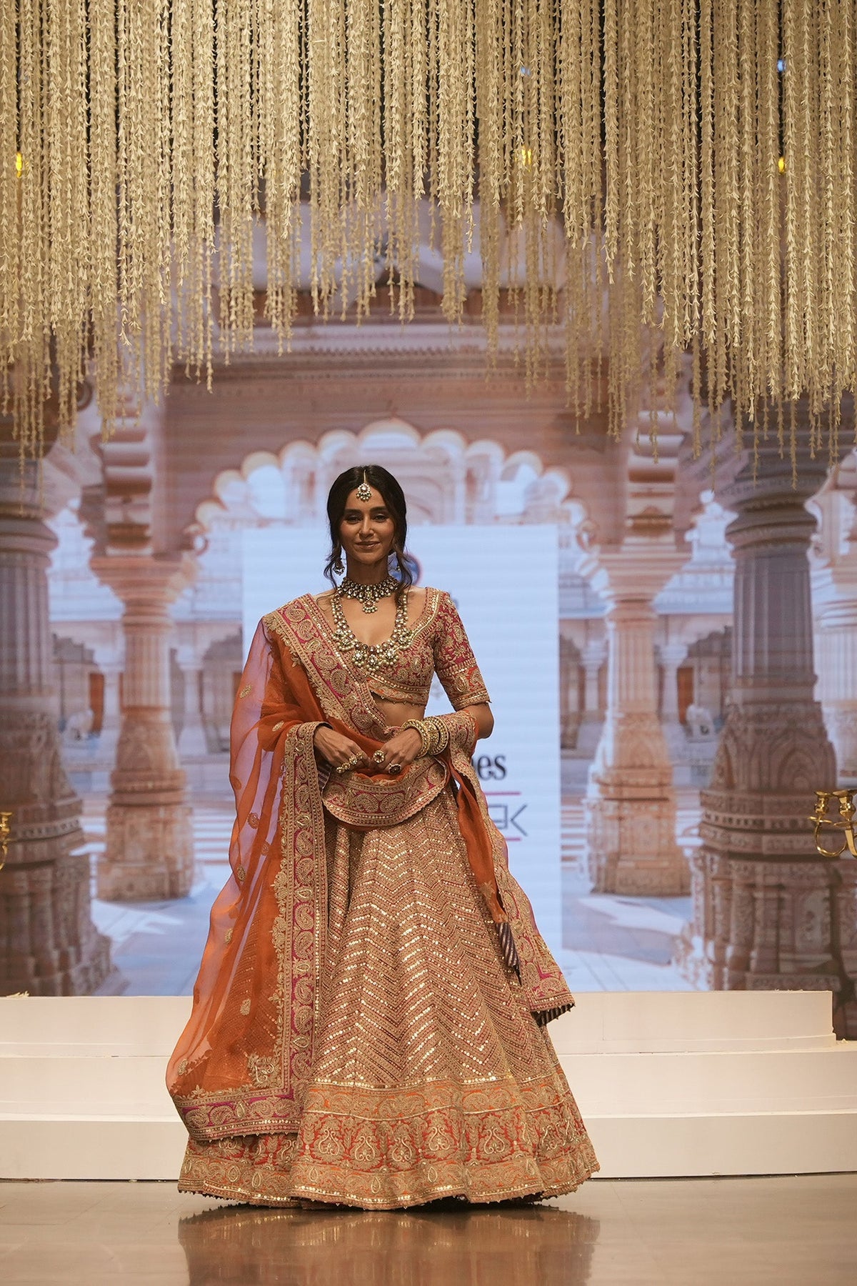 Anahira - Rani Hotpink Blouse with Lehenga and Dupatta