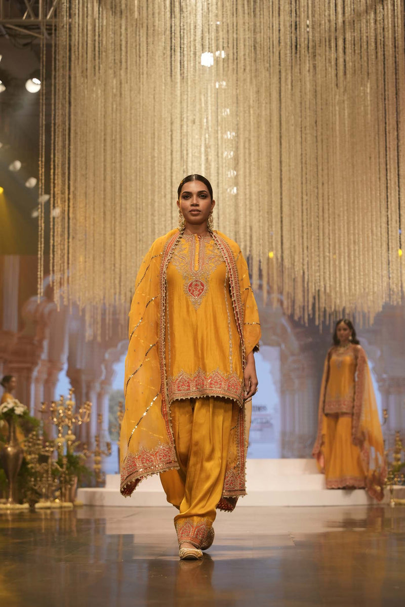 Mirha - Mustard Short Straight Kurta with Salwar (Lxrts)