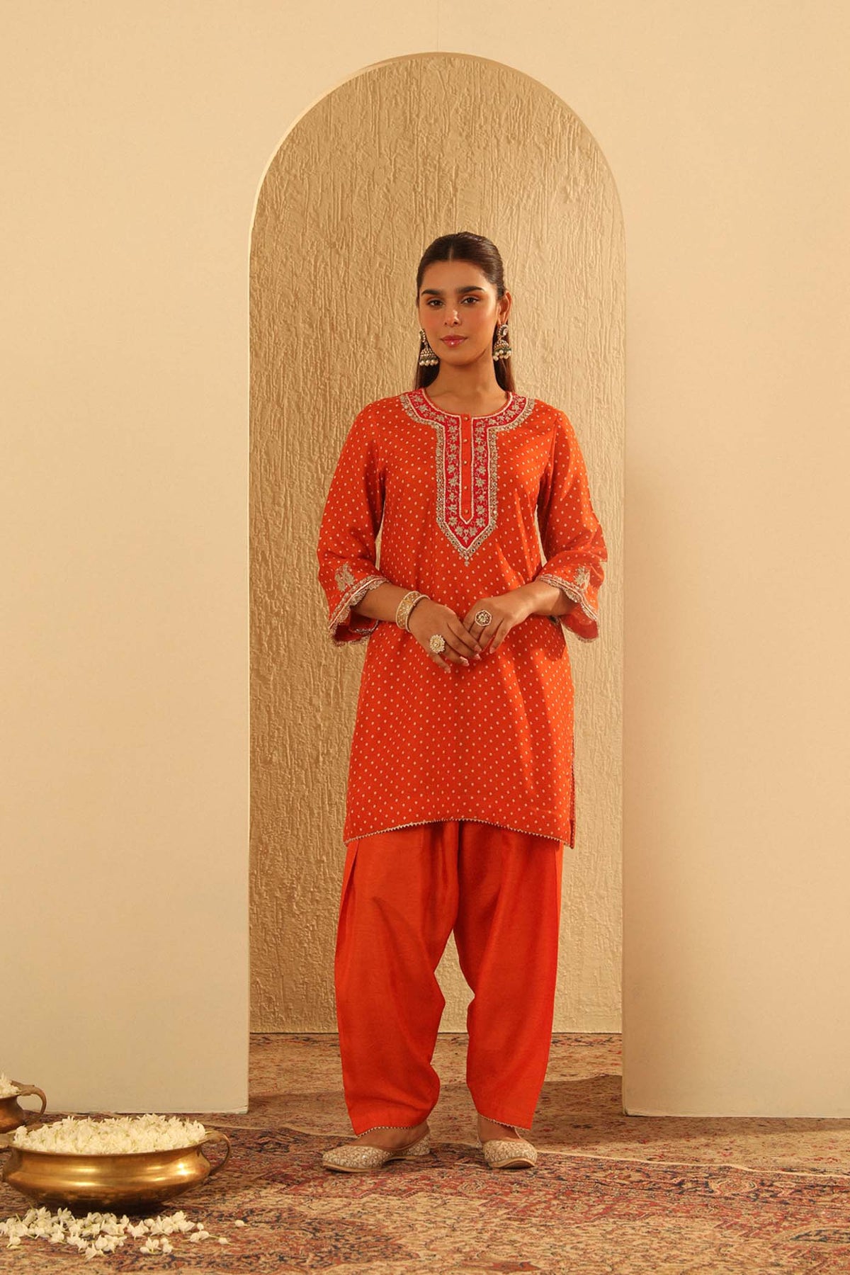 Asma - Orange Short Kurta with Salwar (LXRTS)