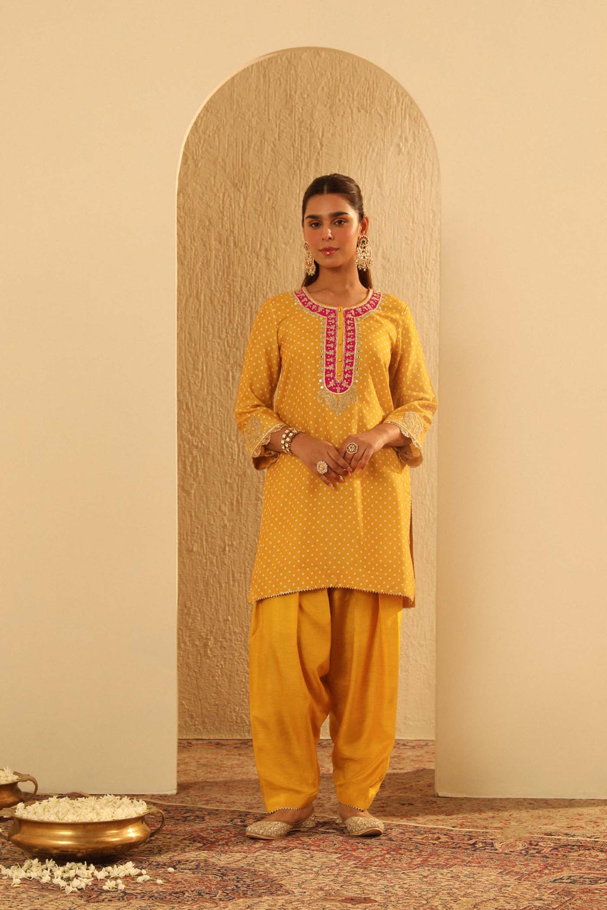 Noora - Heirloom Mustard Short Kurta with Salwar