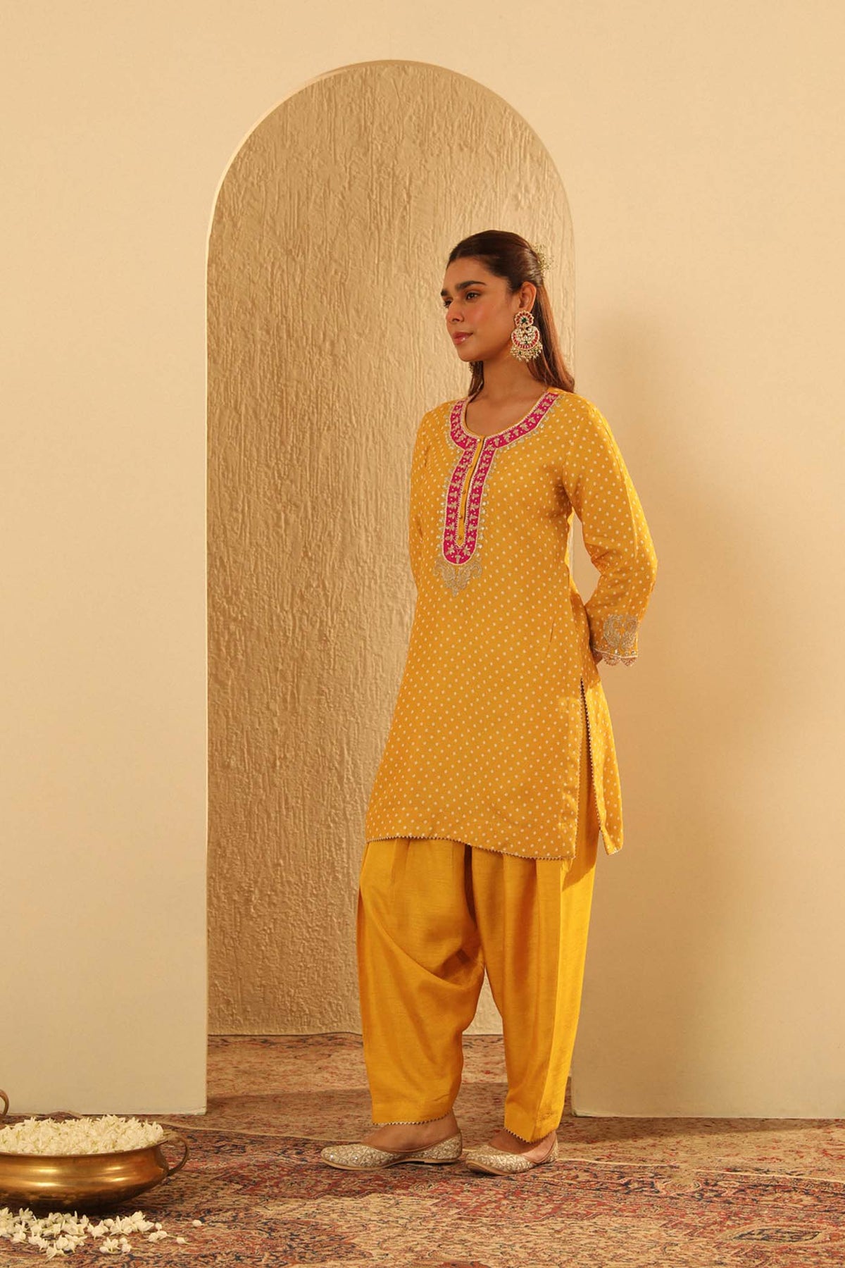 Noora - Heirloom Mustard Short Kurta with Salwar