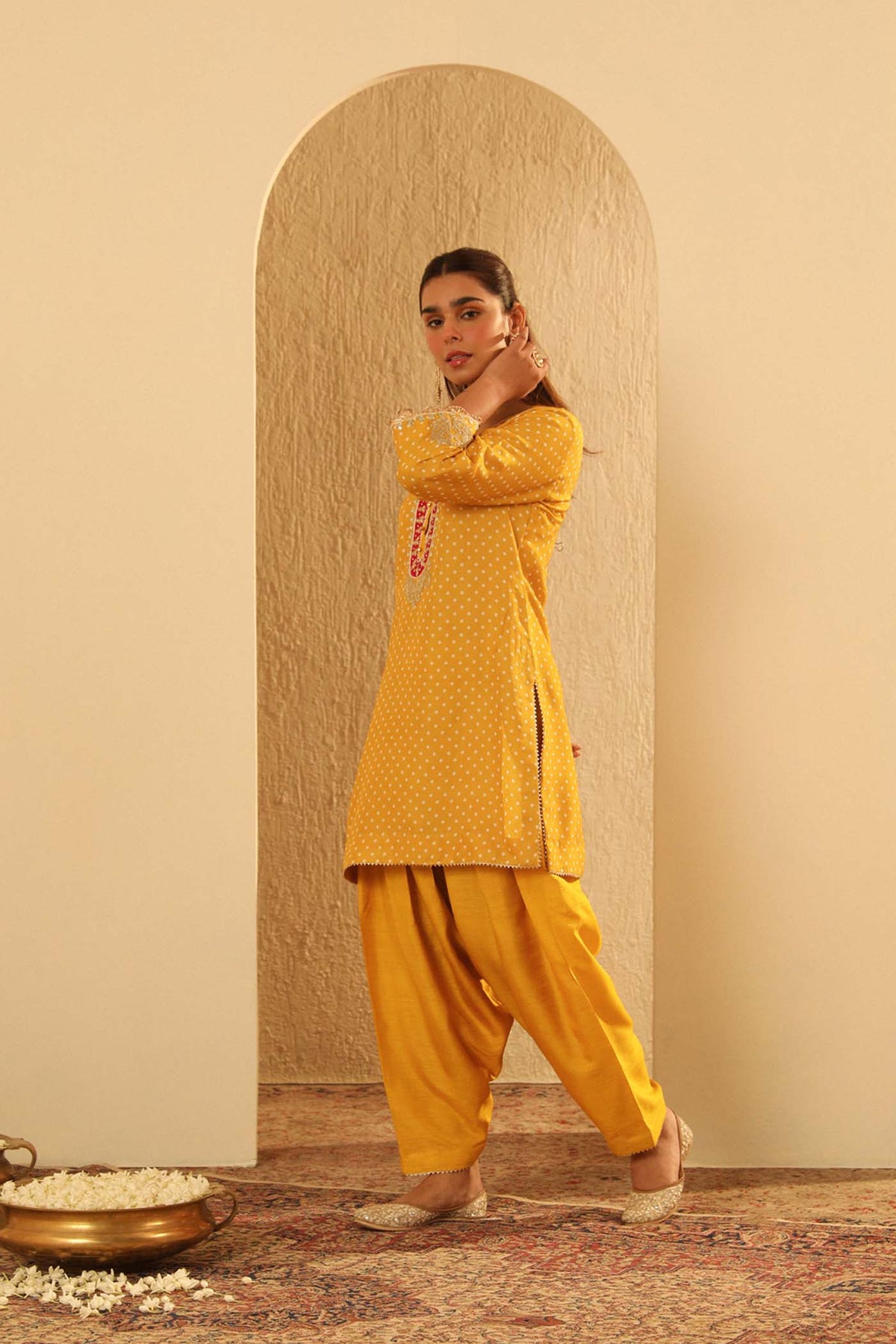 Noora - Heirloom Mustard Short Kurta with Salwar