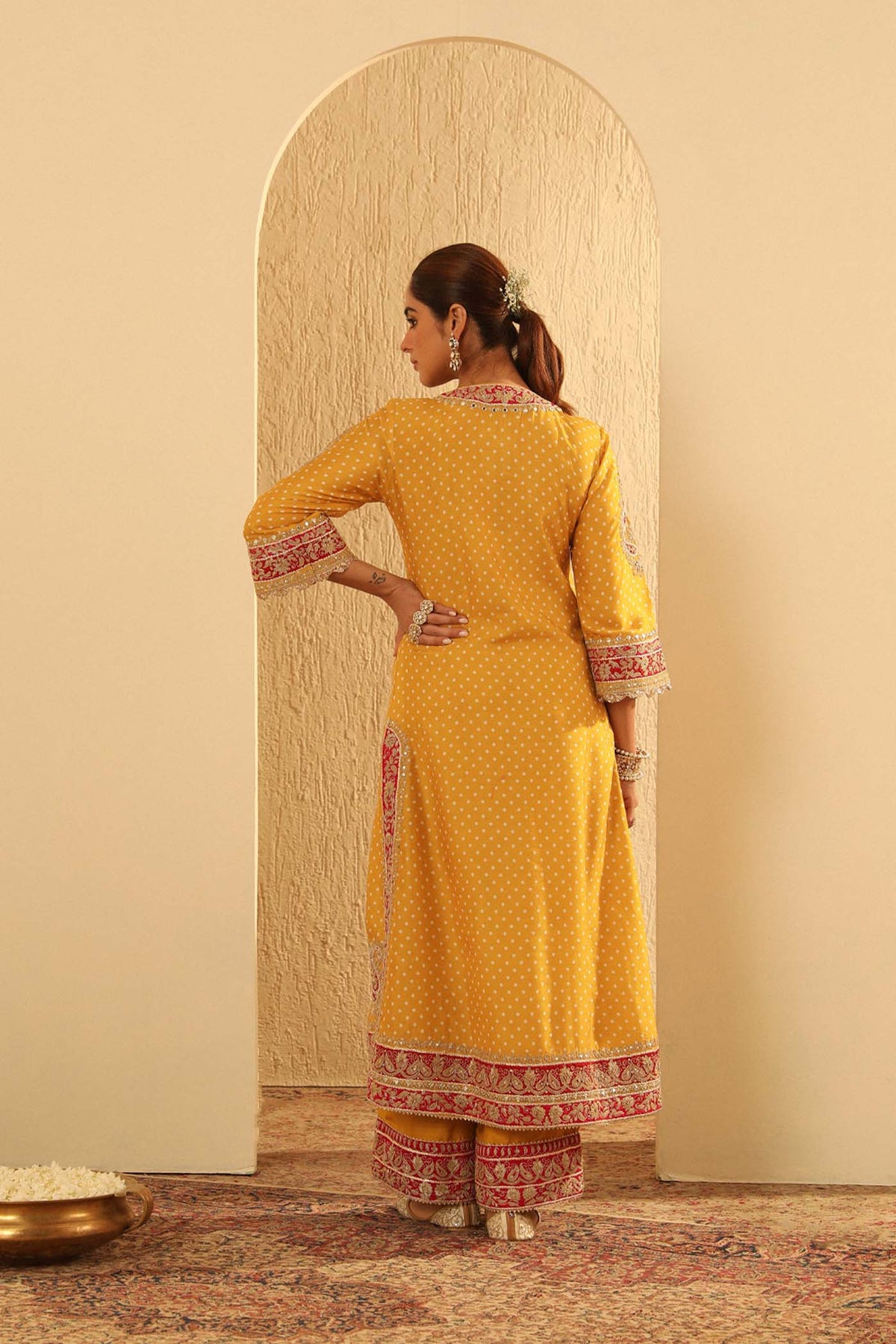 Gautami Kapoor In Aleena - Heirloom Mustard A-line kurta with Palazzo and Dupatta