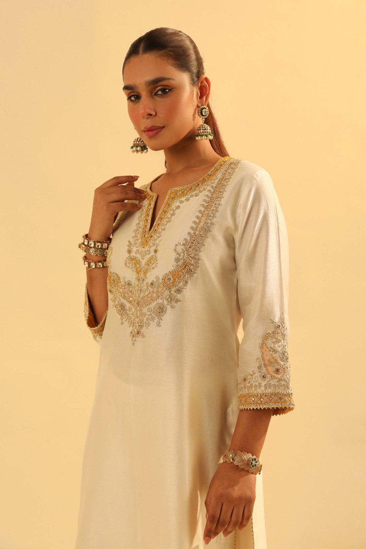 Aashna - Daisy Ivory Short Kurta with Dhoti