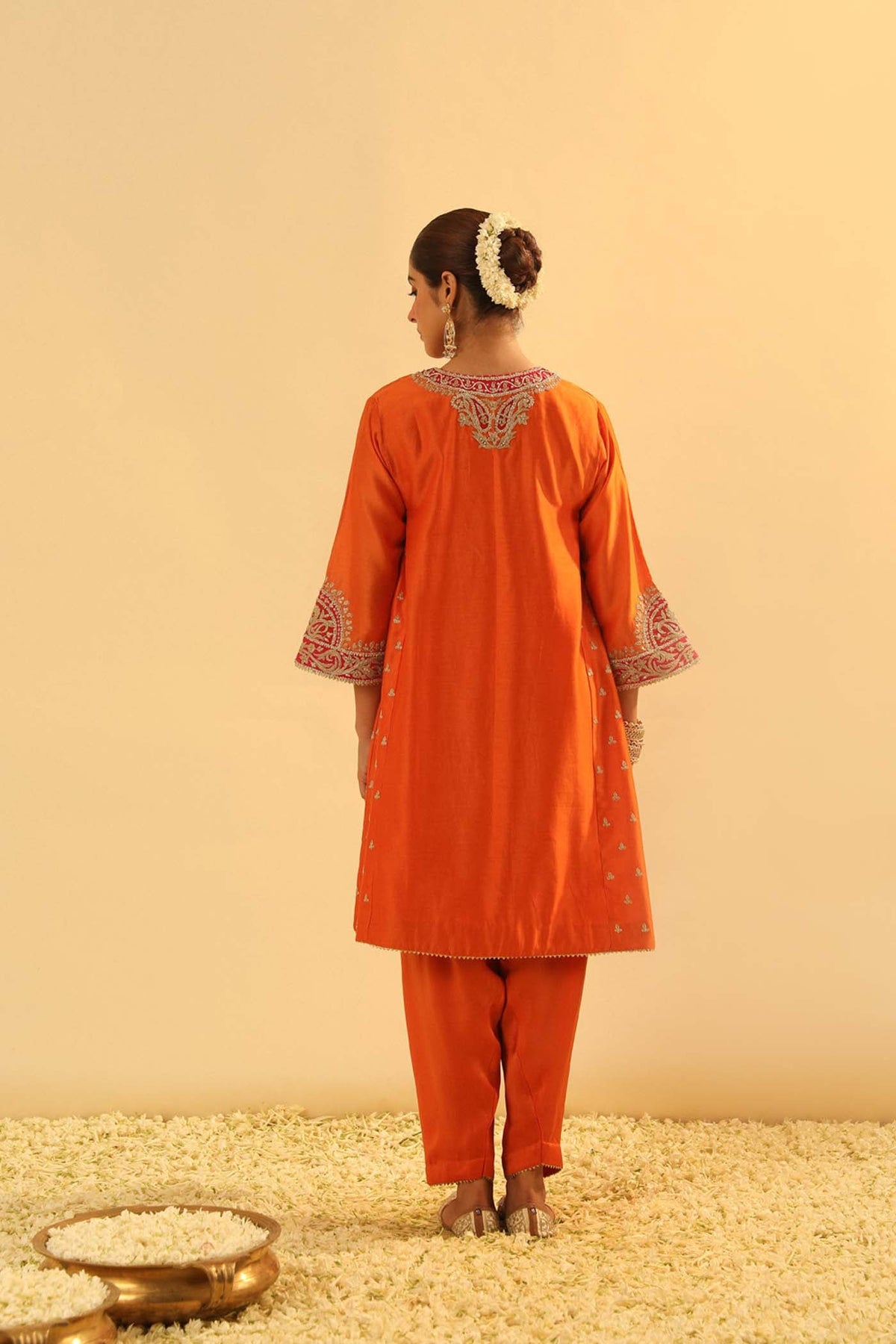 Falisha - Burnt Orange Short Kalidaar Choga with Salwar