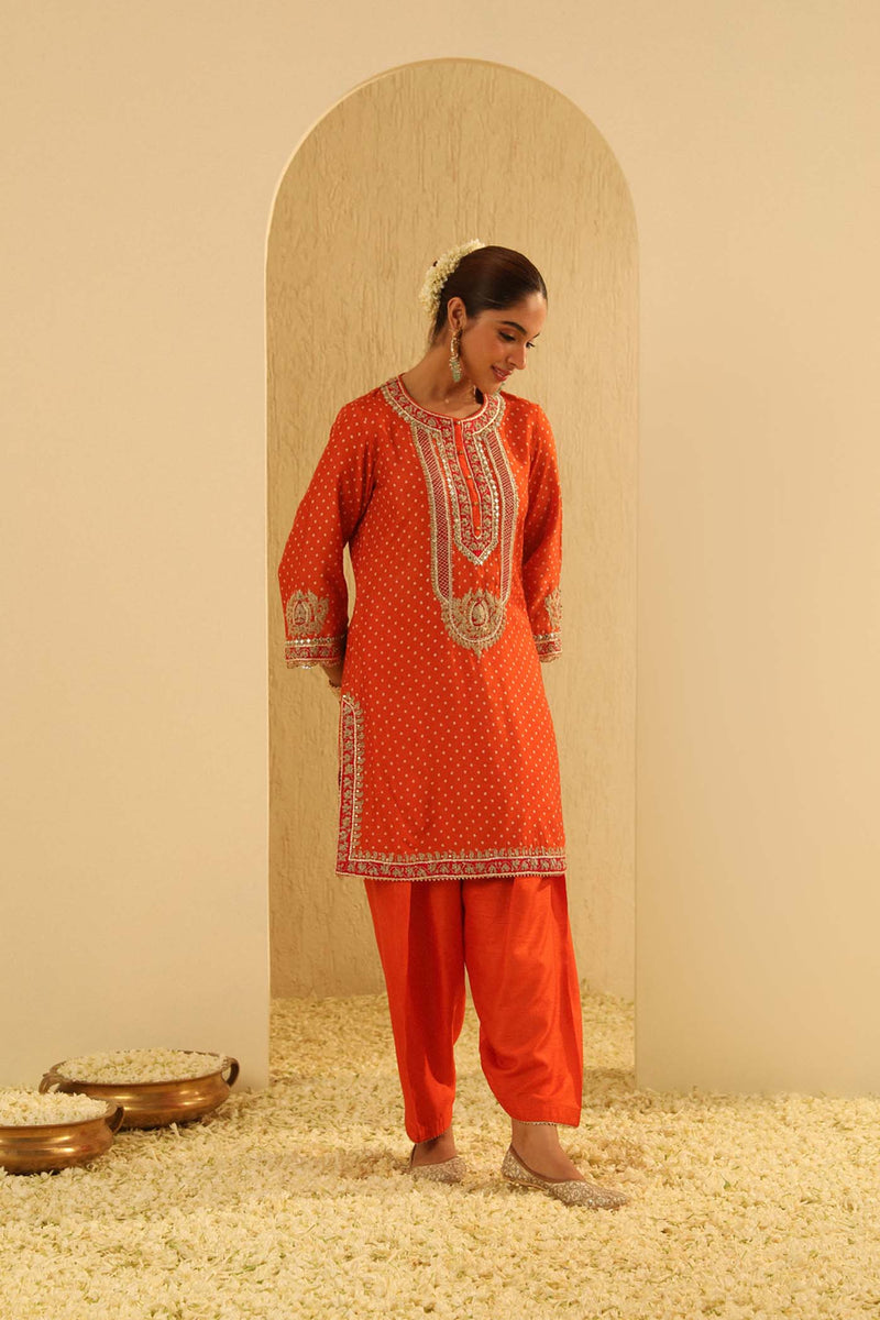 Inara - Orange Kurta with Salwar and Dupatta