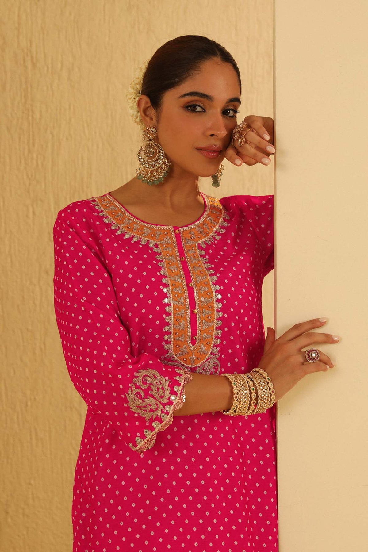 Noora - Rani Hotpink Short Kurta with Salwar