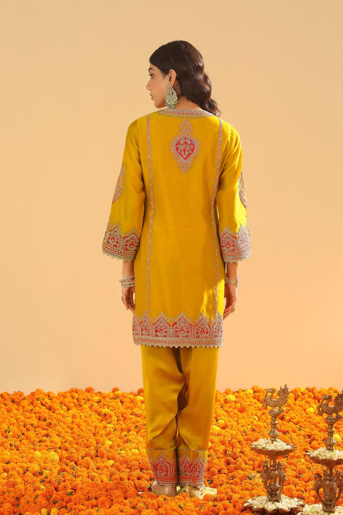 Mirha - Mustard Short Straight Kurta with Salwar (Lxrts)